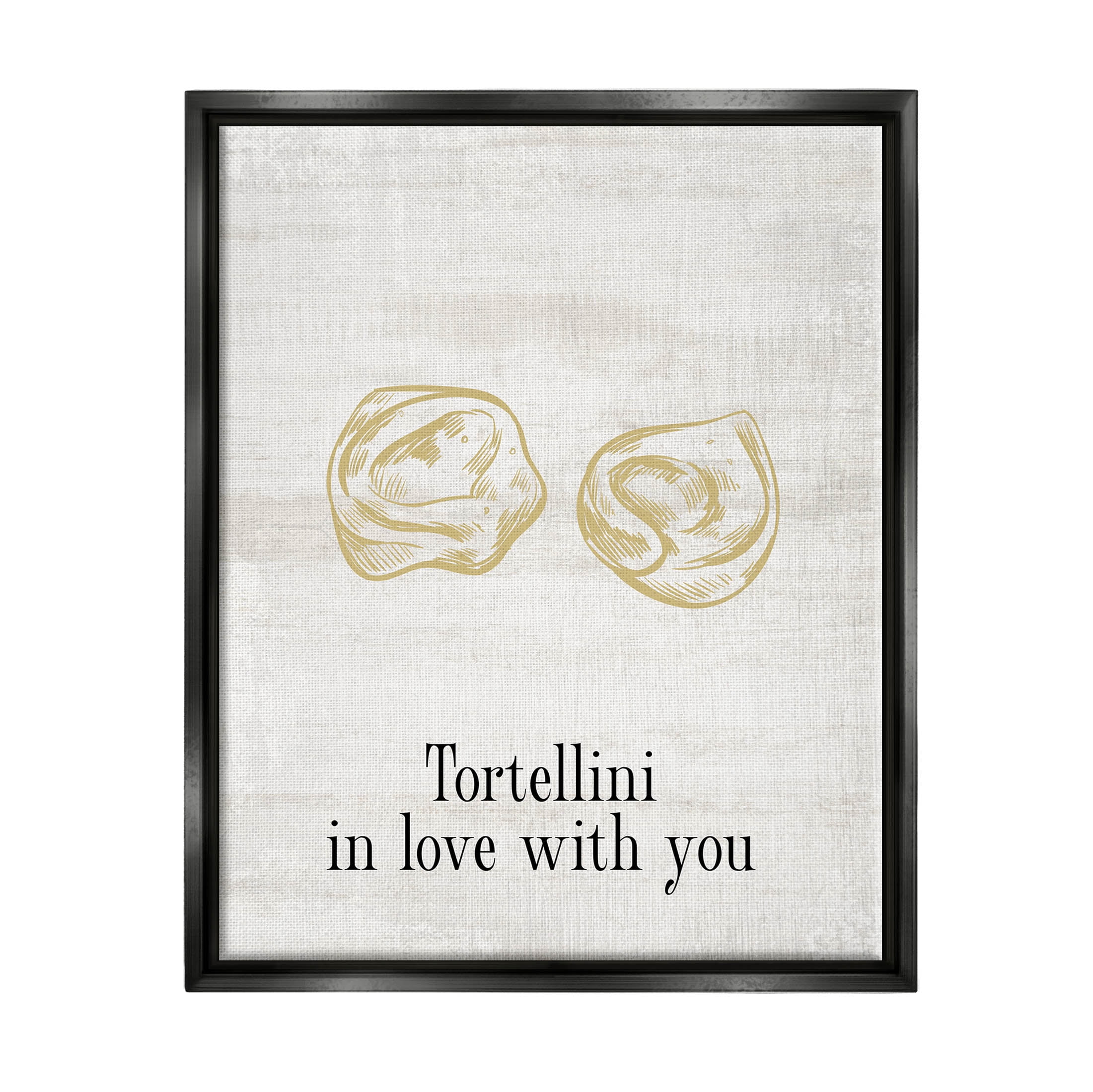 Stupell Industries Tortellini In Love With You Humor Graphic Art Jet Black Floating Framed Canvas Print Wall Art, Design by Lil' Rue