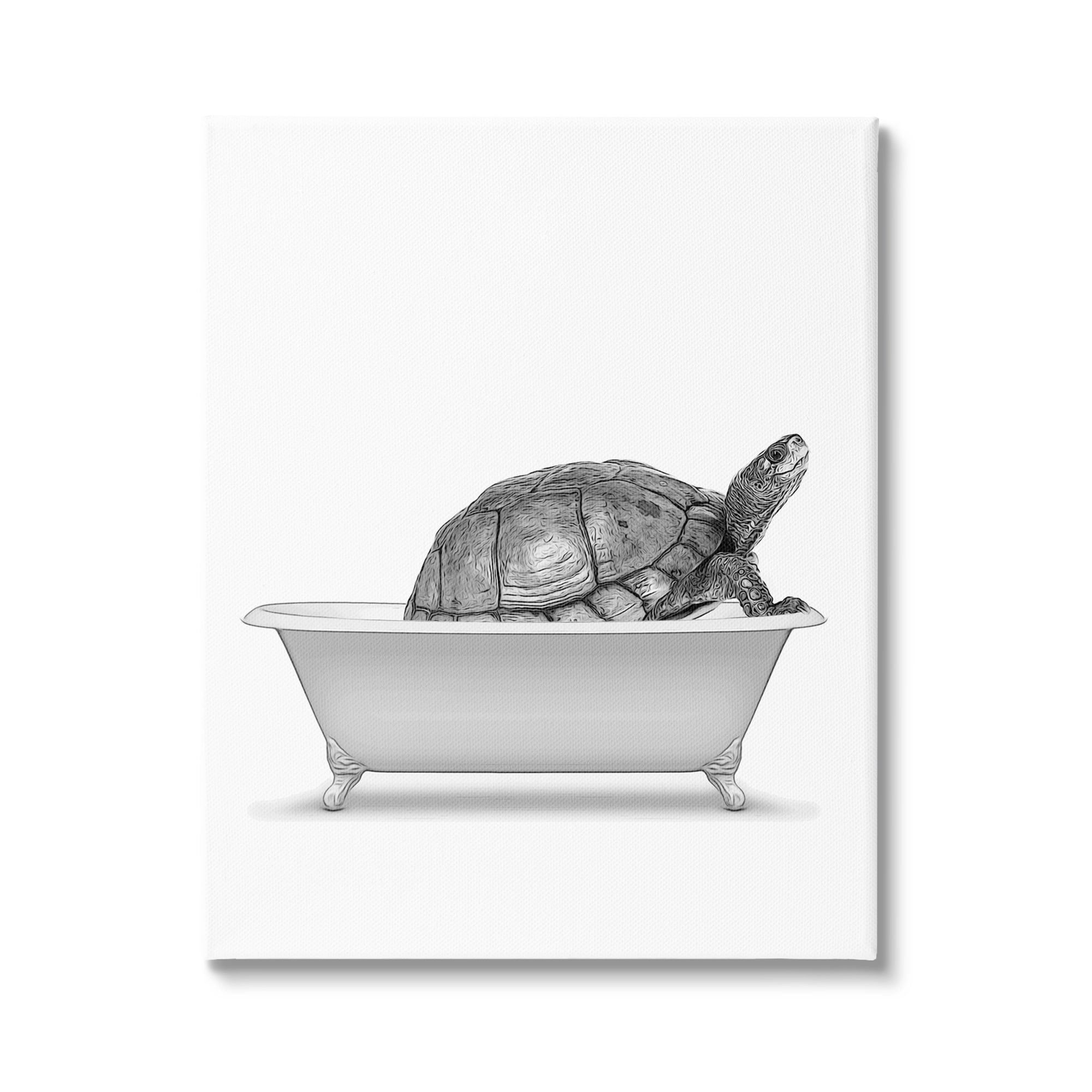 Stupell Industries Tortoise Bathing In Tub Sea Life Animals & Insects Painting Gallery Wrapped Canvas Print Wall Art