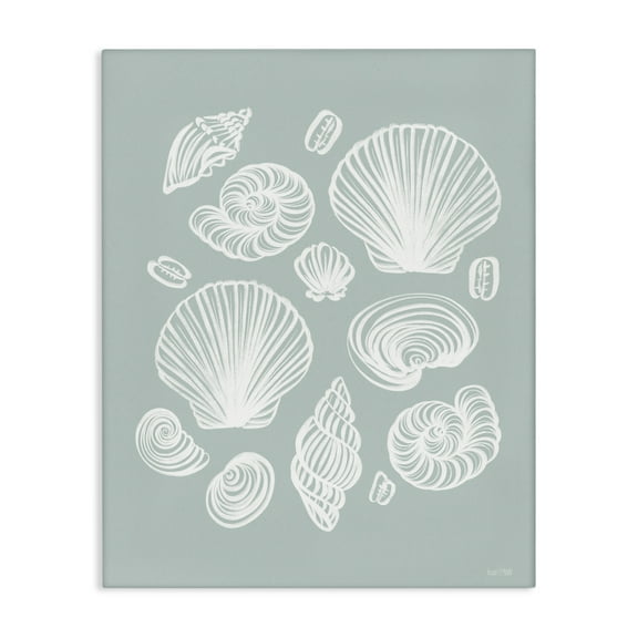 Stupell Industries Tossed Sea Shells Sea Foam Canvas Wall Art, design by House Fenway