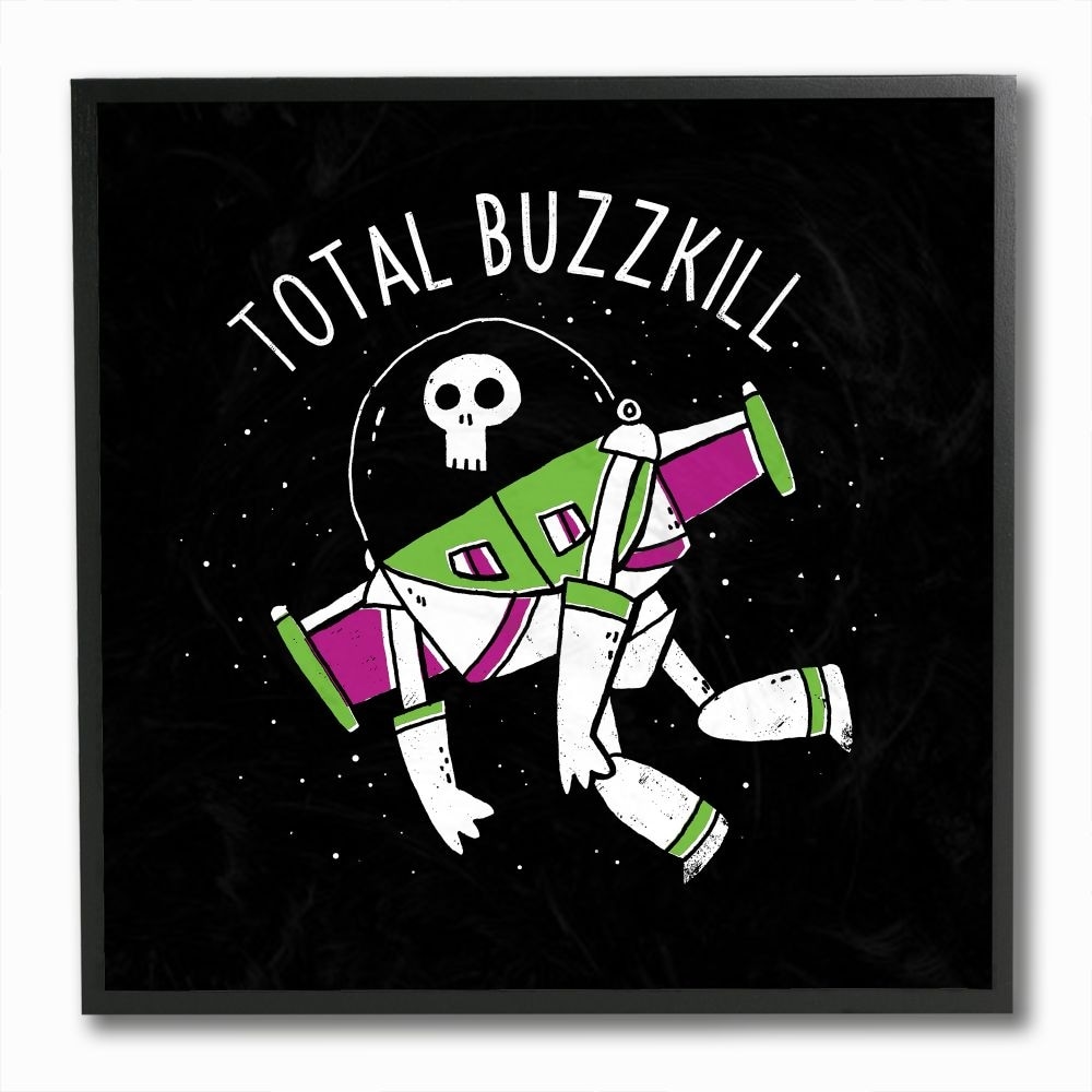 Stupell Industries Total Buzzkill Animation Parody Toy Pun Framed Wall Art Design by Michael Buxton, 12" x 12", Black Framed