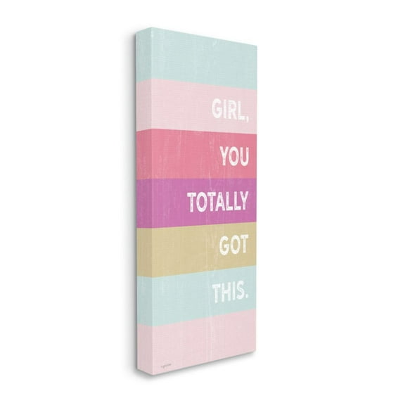 Stupell Industries Totally Got This Motivational Phrase Purple Pink Stripes Design by Kyra Brown, 13" x 30"