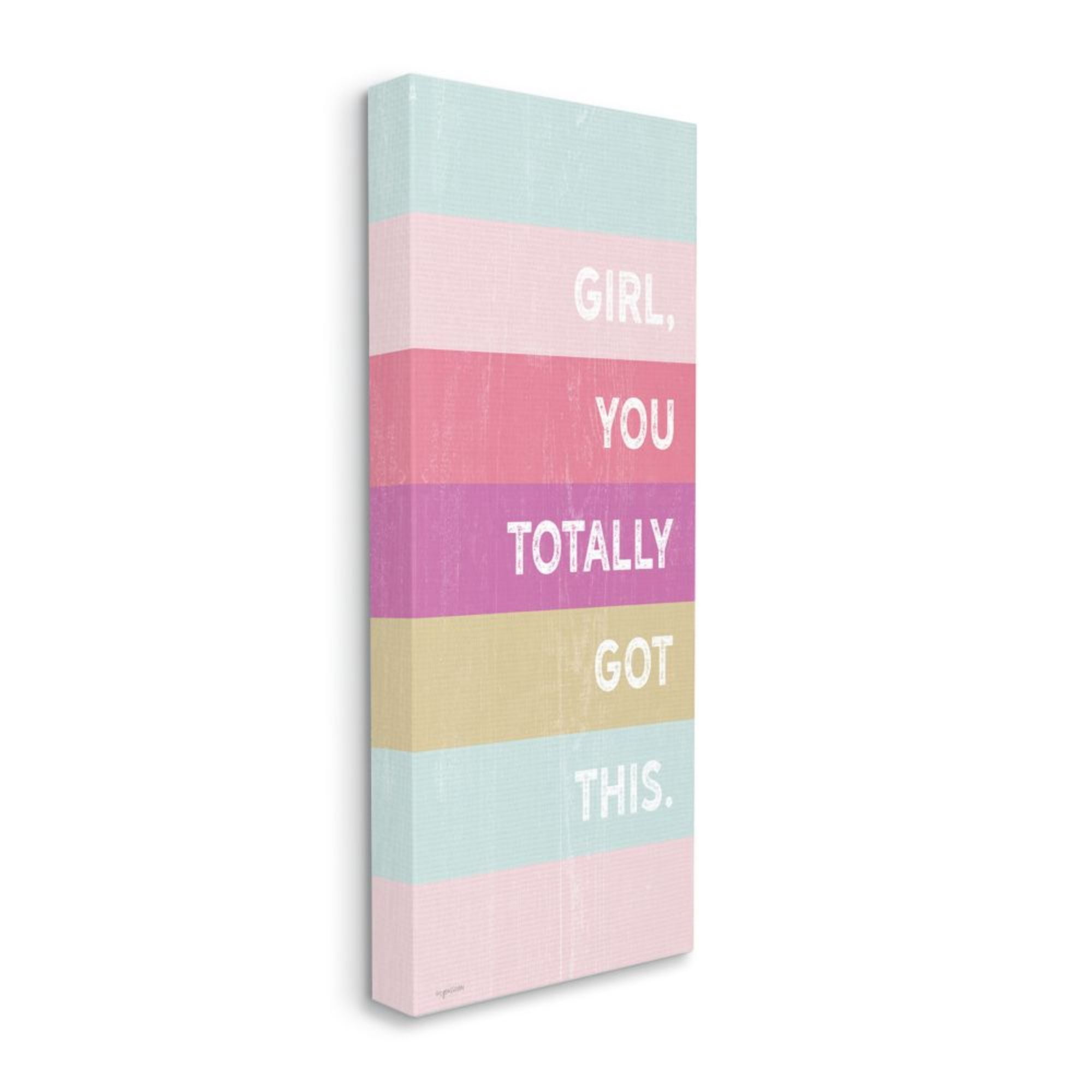 Stupell Industries Totally Got This Motivational Phrase Purple Pink Stripes Design by Kyra Brown, 20" x 48"
