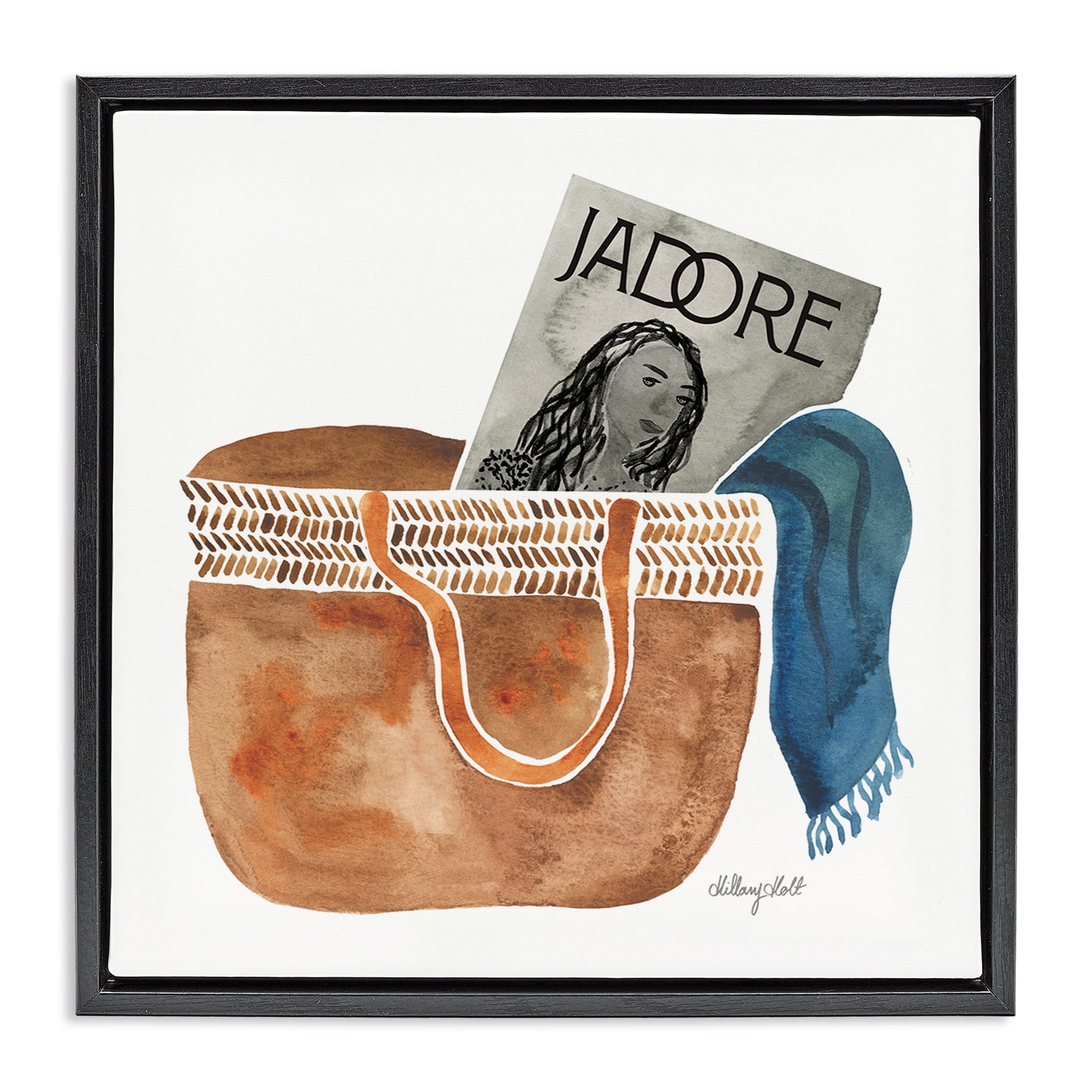 Stupell Industries Tote & Fashion Magazine Black Framed Floater Canvas Wall Art, design by Hillary Holt
