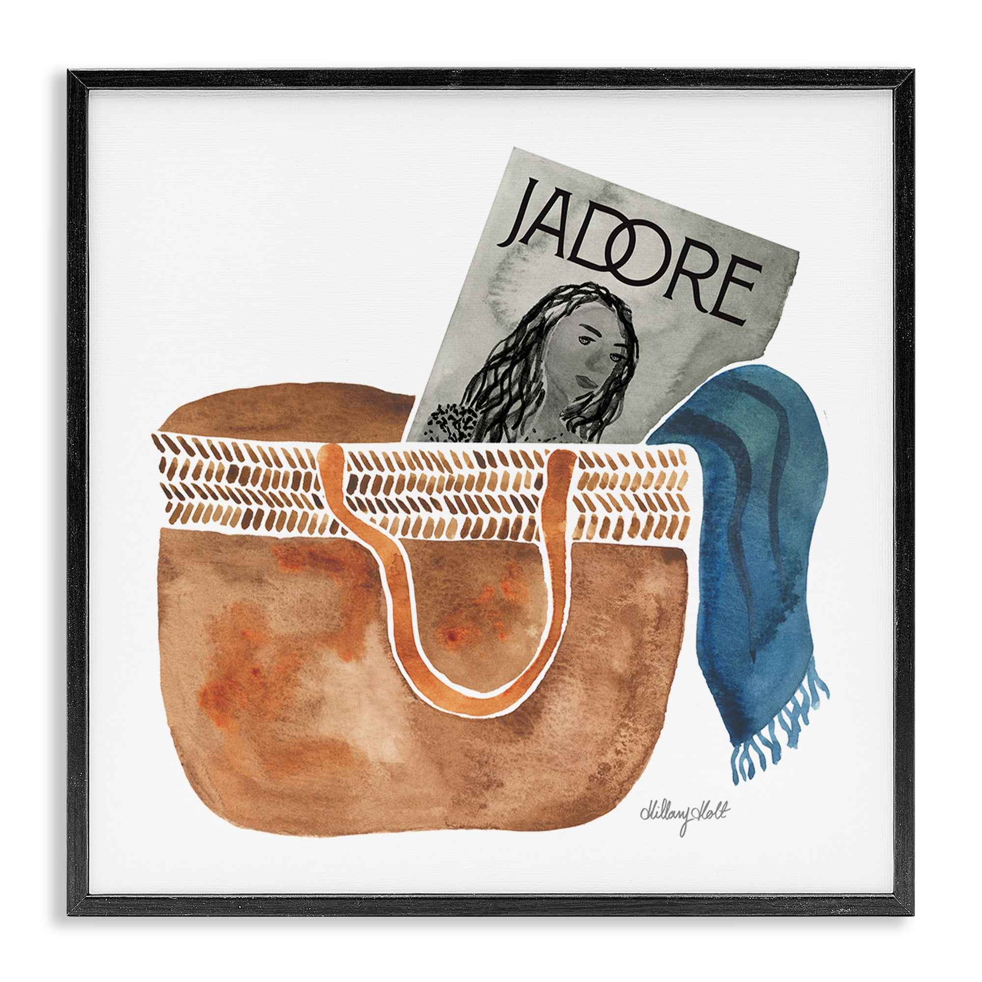 Stupell Industries Tote & Fashion Magazine Black Framed Giclee Art, design by Hillary Holt