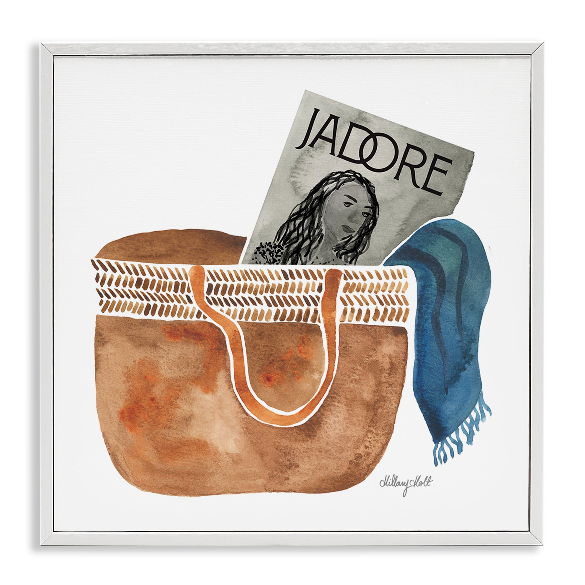Stupell Industries Tote & Fashion Magazine White Framed Giclee Art, design by Hillary Holt