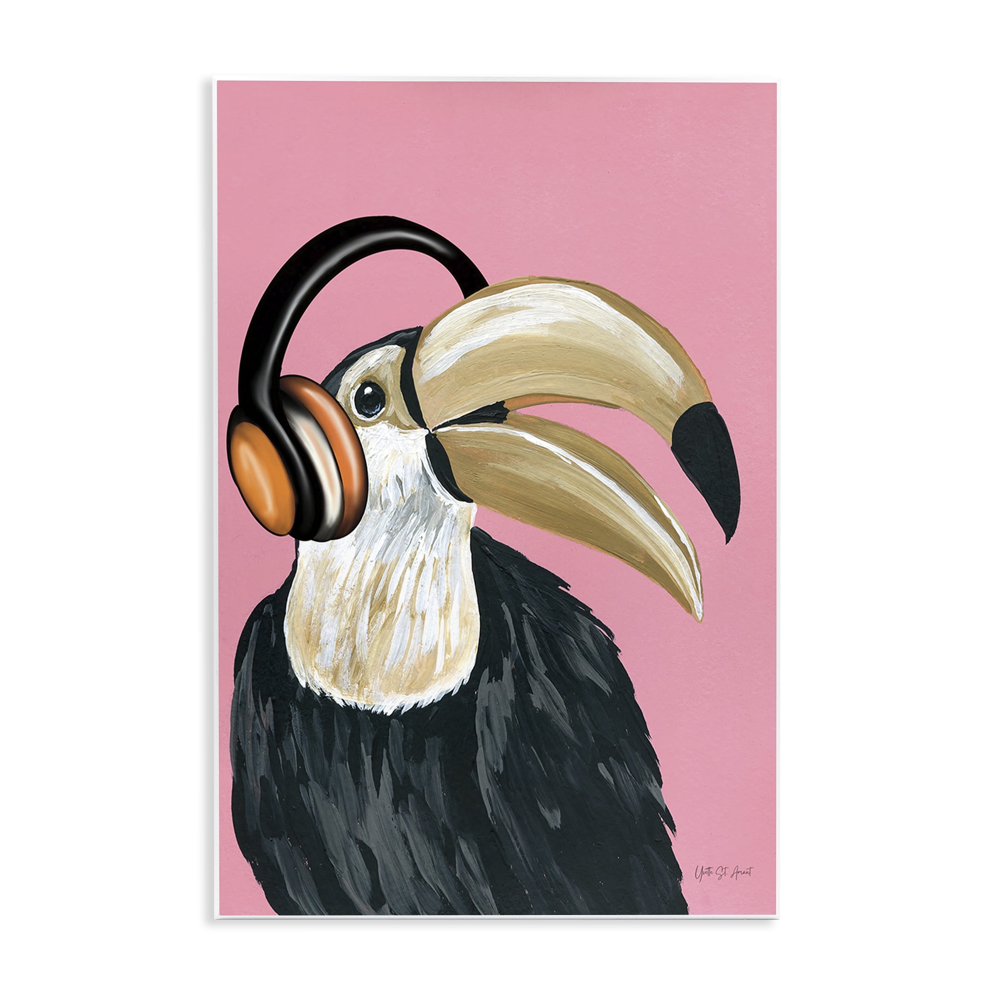 Stupell Industries Toucan & Music Headphones Animals & Insects Painting Unframed Art Print Wall Art, 13 x 19