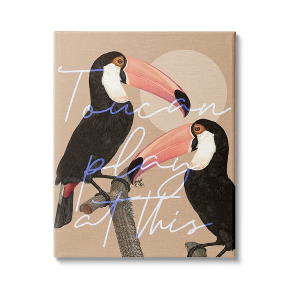 Stupell Industries Toucan Play at This Funny Phrase Tropical Birds, 36 x 48,Design by Daphne Polselli