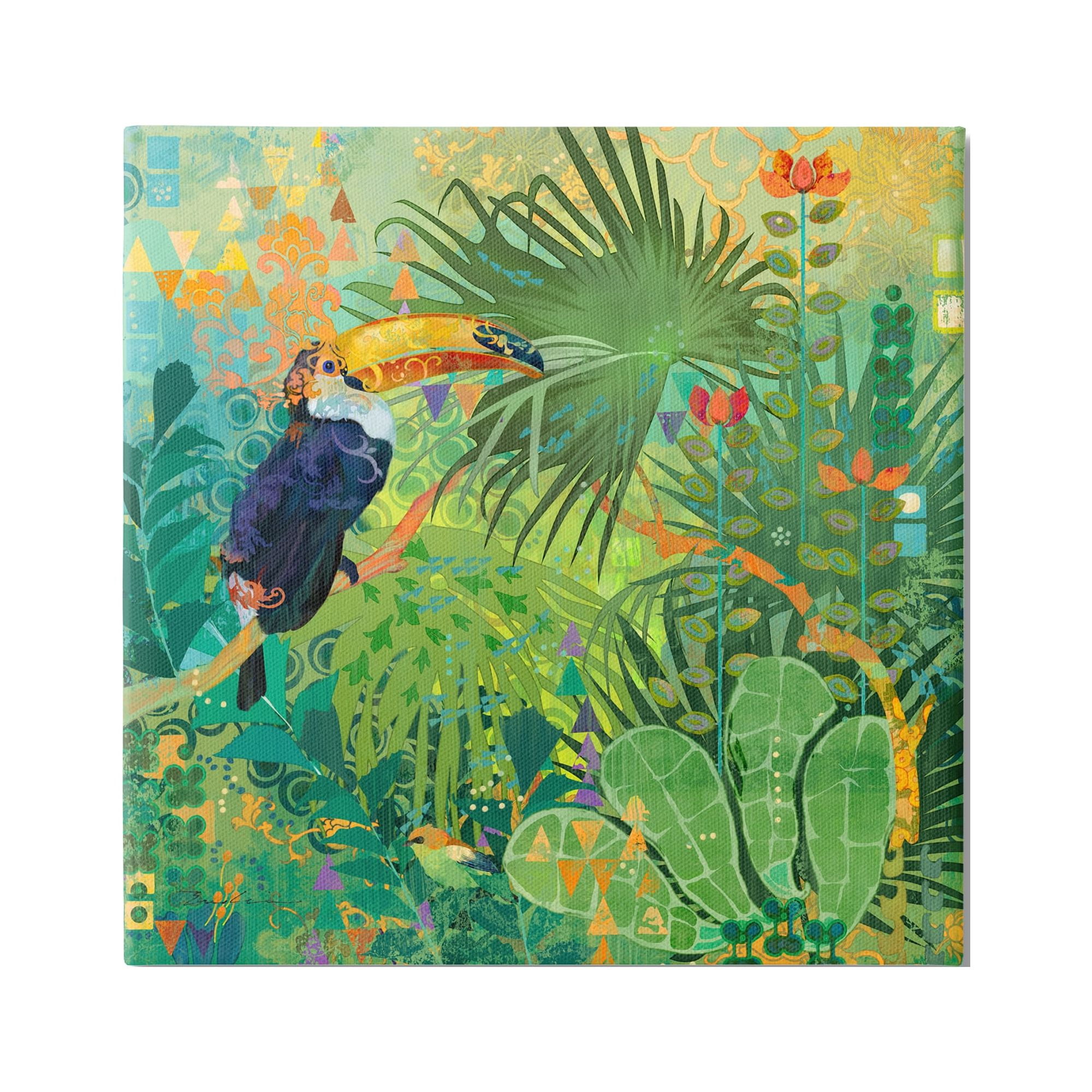 Stupell Industries Toucan Rainforest Nature Animals & Insects Painting Gallery Wrapped Canvas Art Print Wall Art, 36 x 36