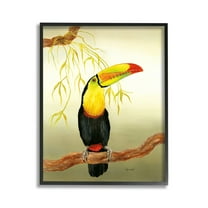 Stupell Industries Toucan on Forest Branch Animals & Insects Painting Black Framed Art Print Wall Art, 11 x 14