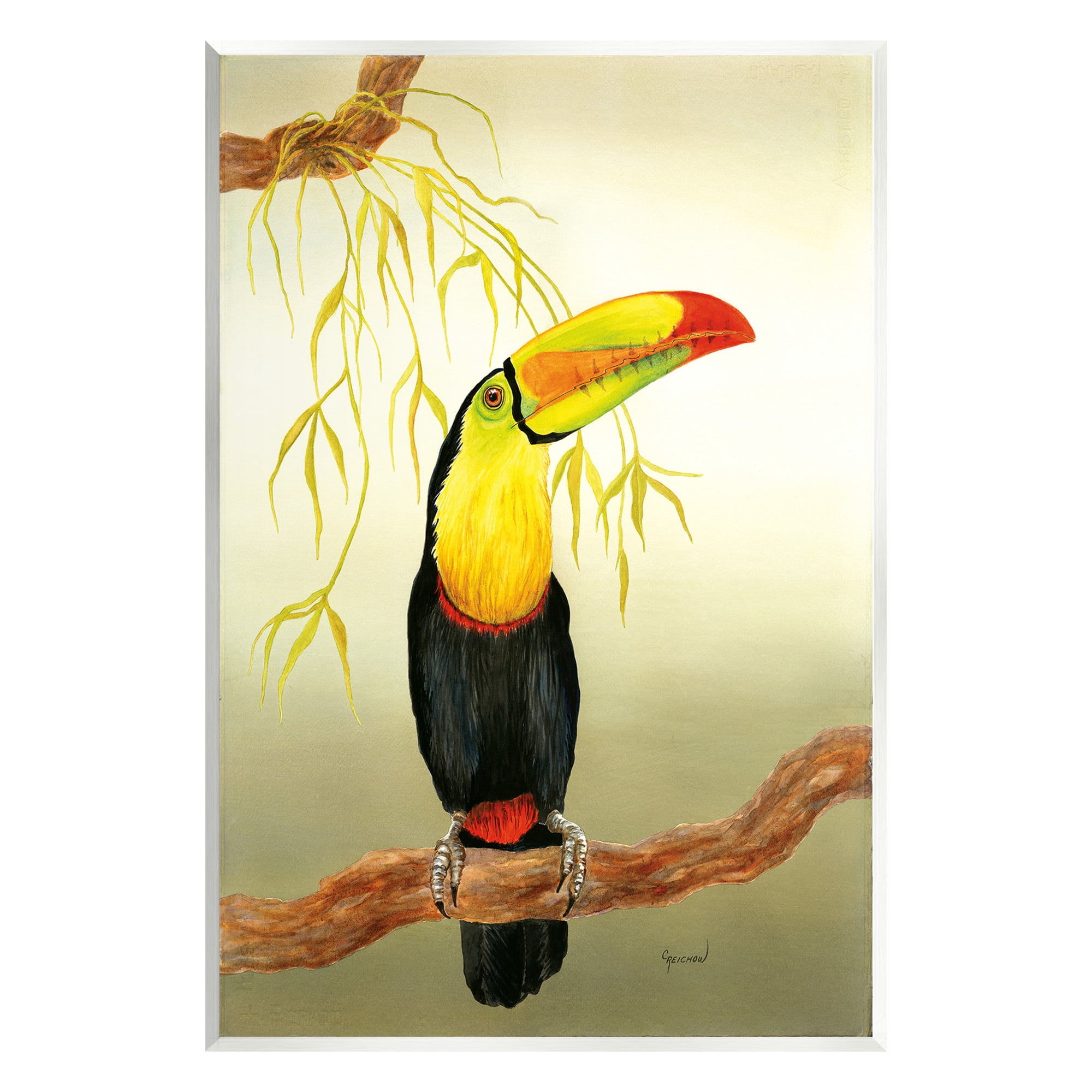 Stupell Industries Toucan on Forest Branch Animals & Insects Painting Unframed Art Print Wall Art, 10 x 15