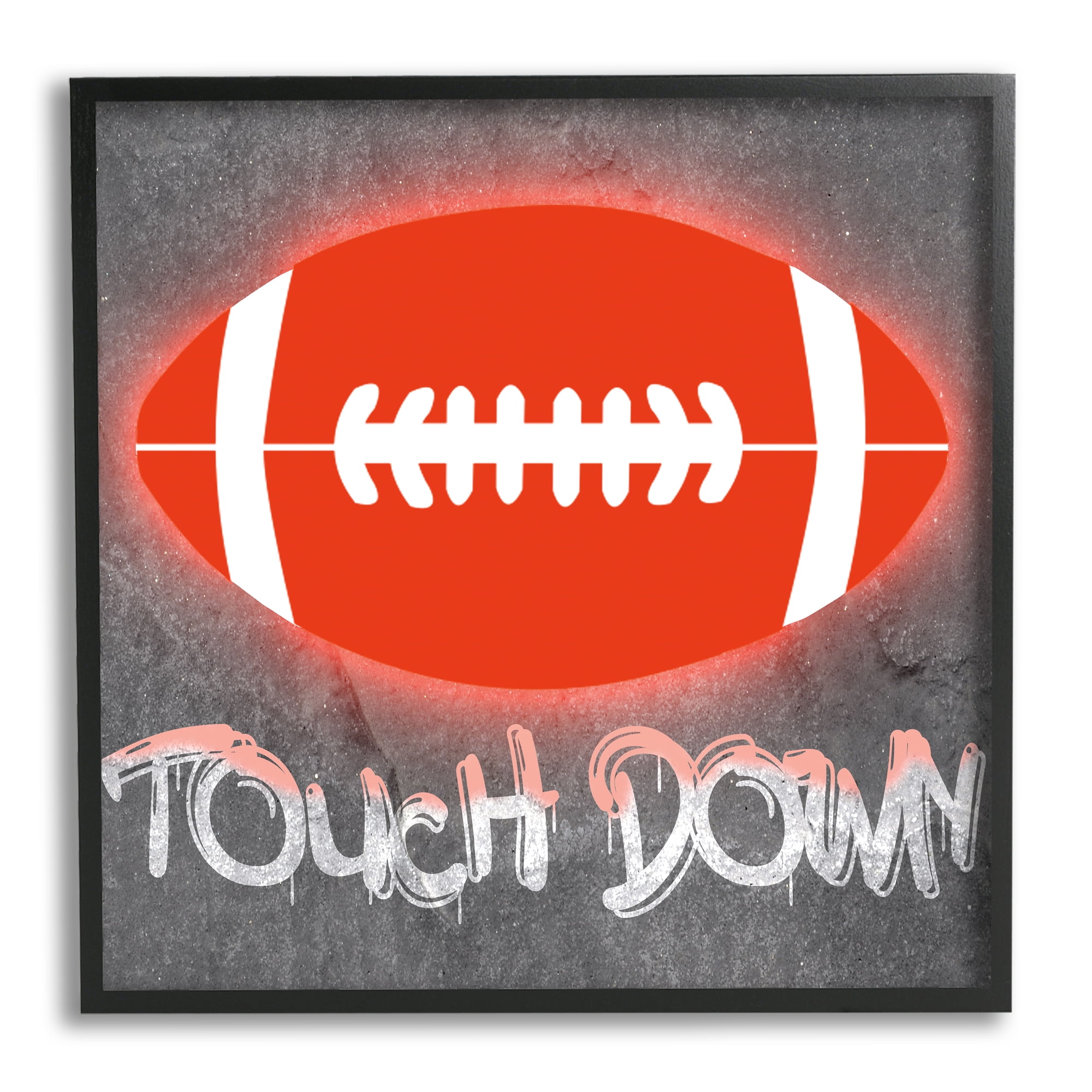 Stupell Industries Touch Down Urban Sports Sports Painting Black Framed Art Print Wall Art, 17 x 17
