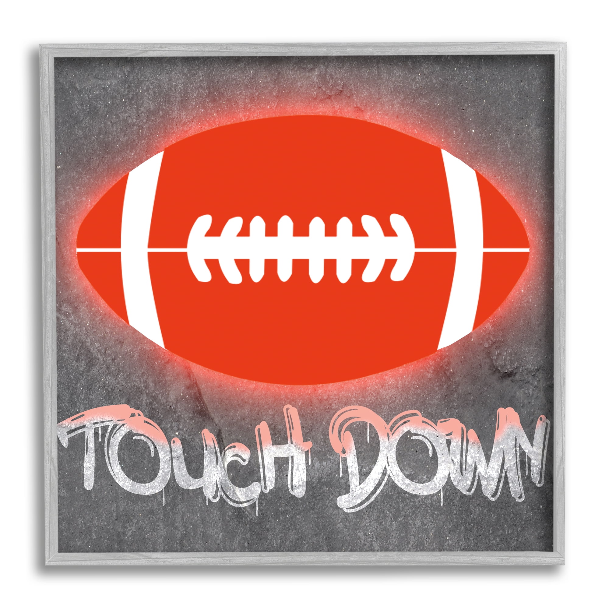 Stupell Industries Touch Down Urban Sports Sports Painting Gray Framed Art Print Wall Art, 12 x 12