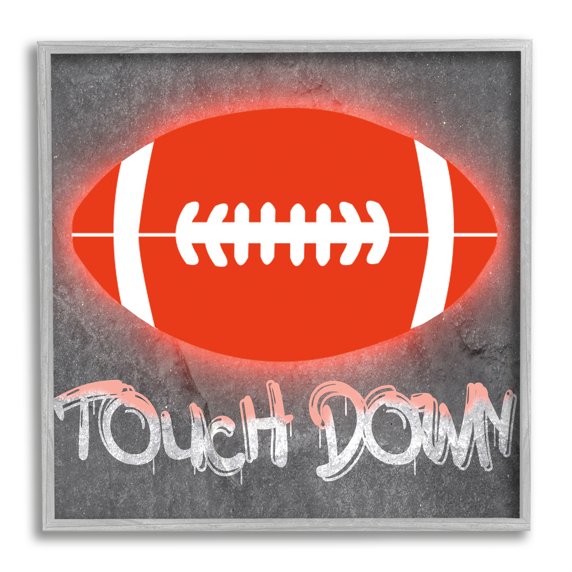 Stupell Industries Touch Down Urban Sports Sports Painting Gray Framed Art Print Wall Art, 17 x 17