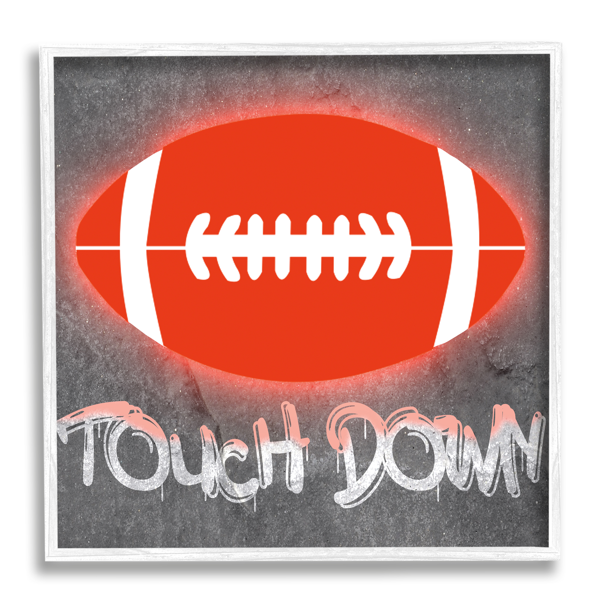 Stupell Industries Touch Down Urban Sports Sports Painting White Framed Art Print Wall Art, 24 x 24