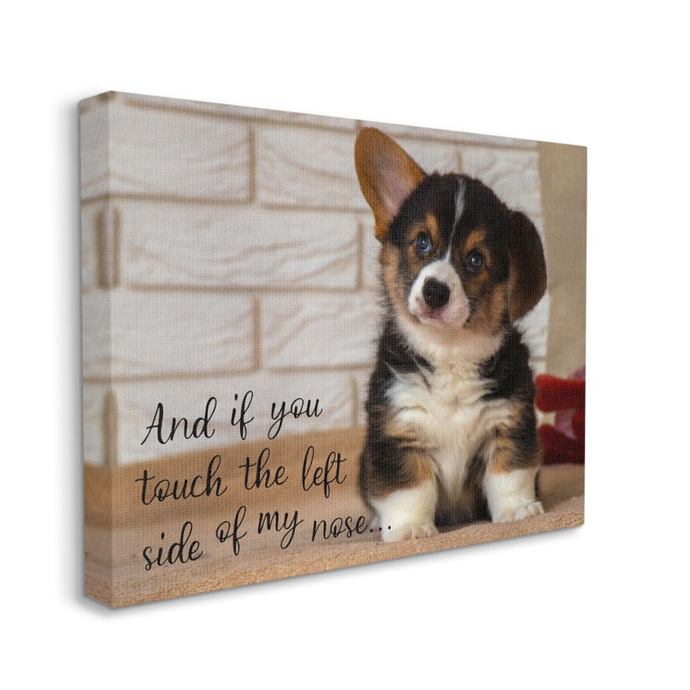 Cute Puppy Dog Quote Canvas Wall Art with Wooden Frame