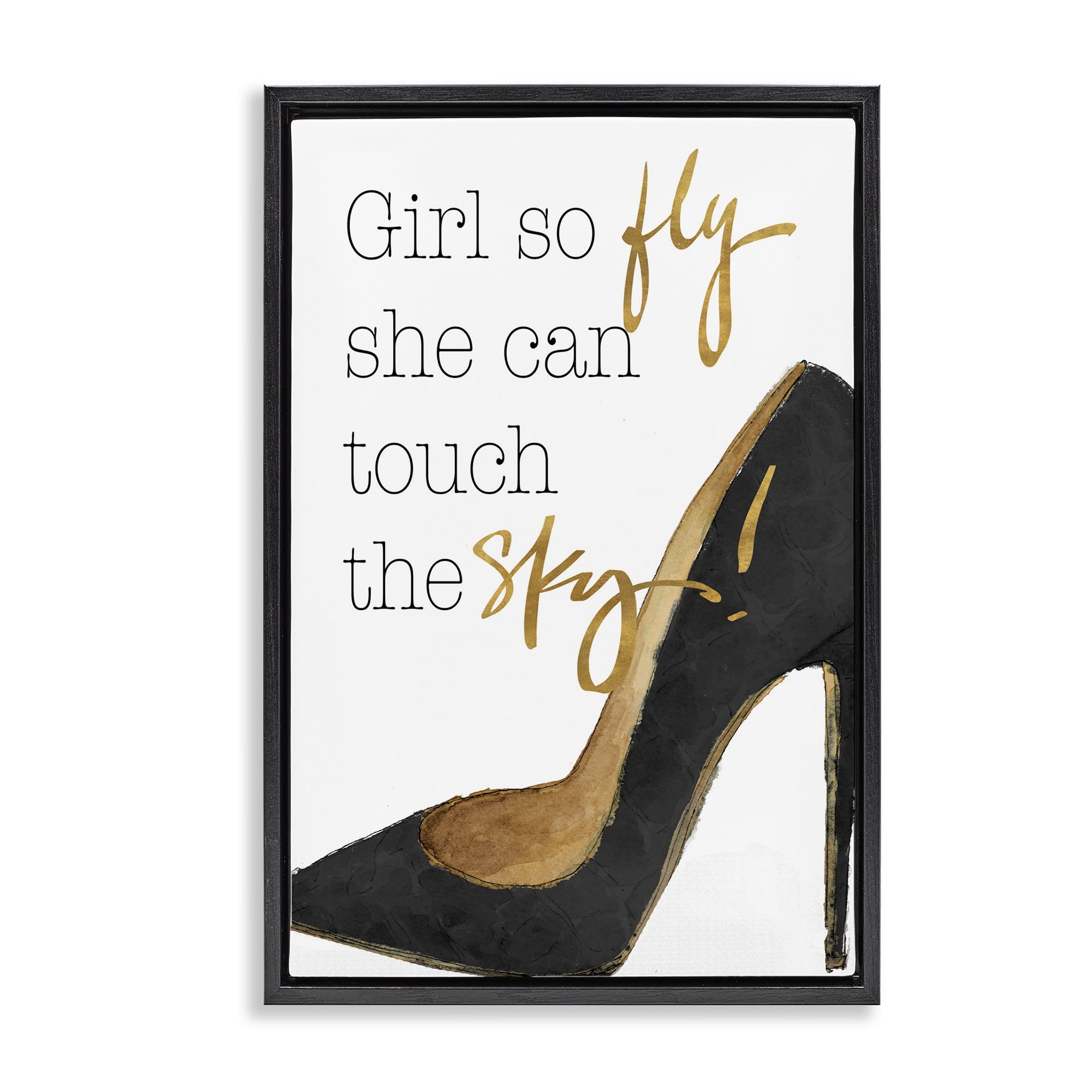 Stupell Industries Touch The Sky Phrase Beauty & Fashion Painting Black Floater Framed Art Print Wall Art, 21 x 31