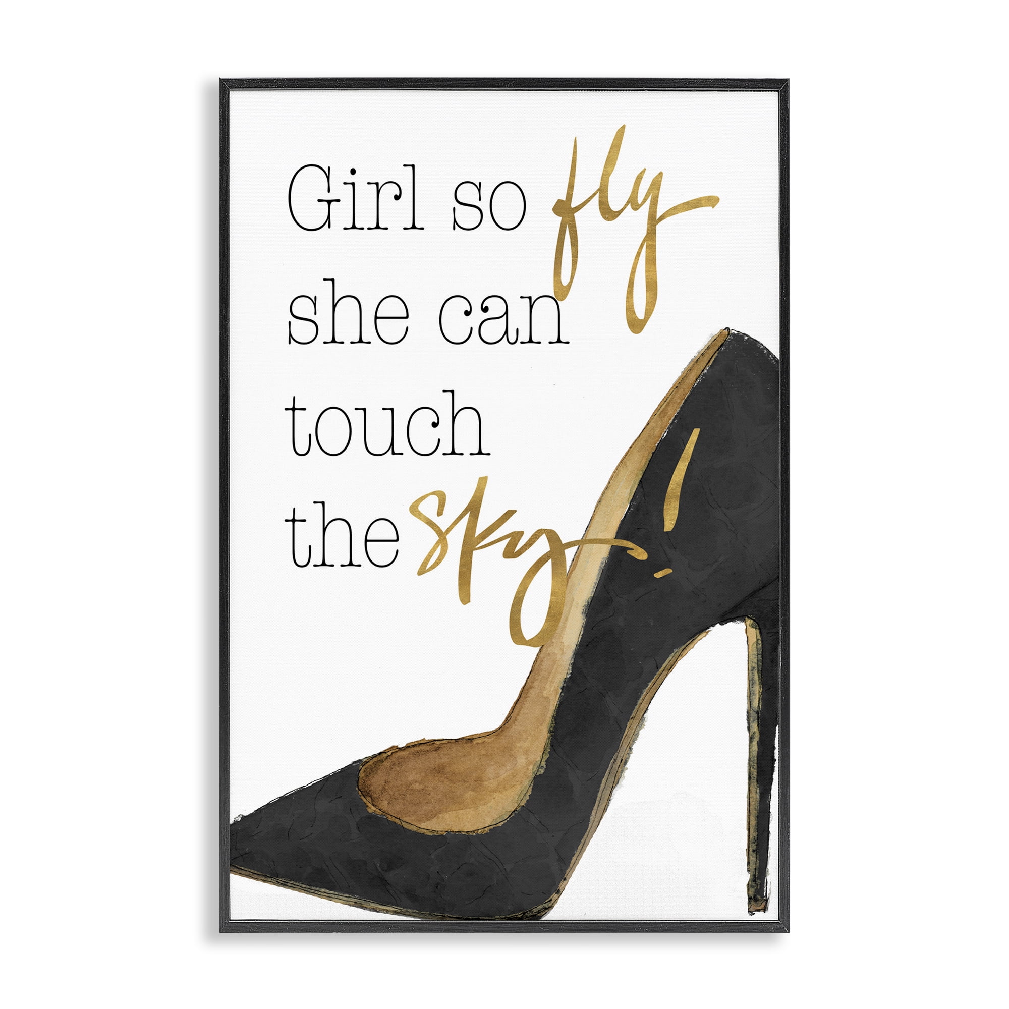 Stupell Industries Touch The Sky Phrase Beauty & Fashion Painting Black Framed Art Print Wall Art, 16 x 24