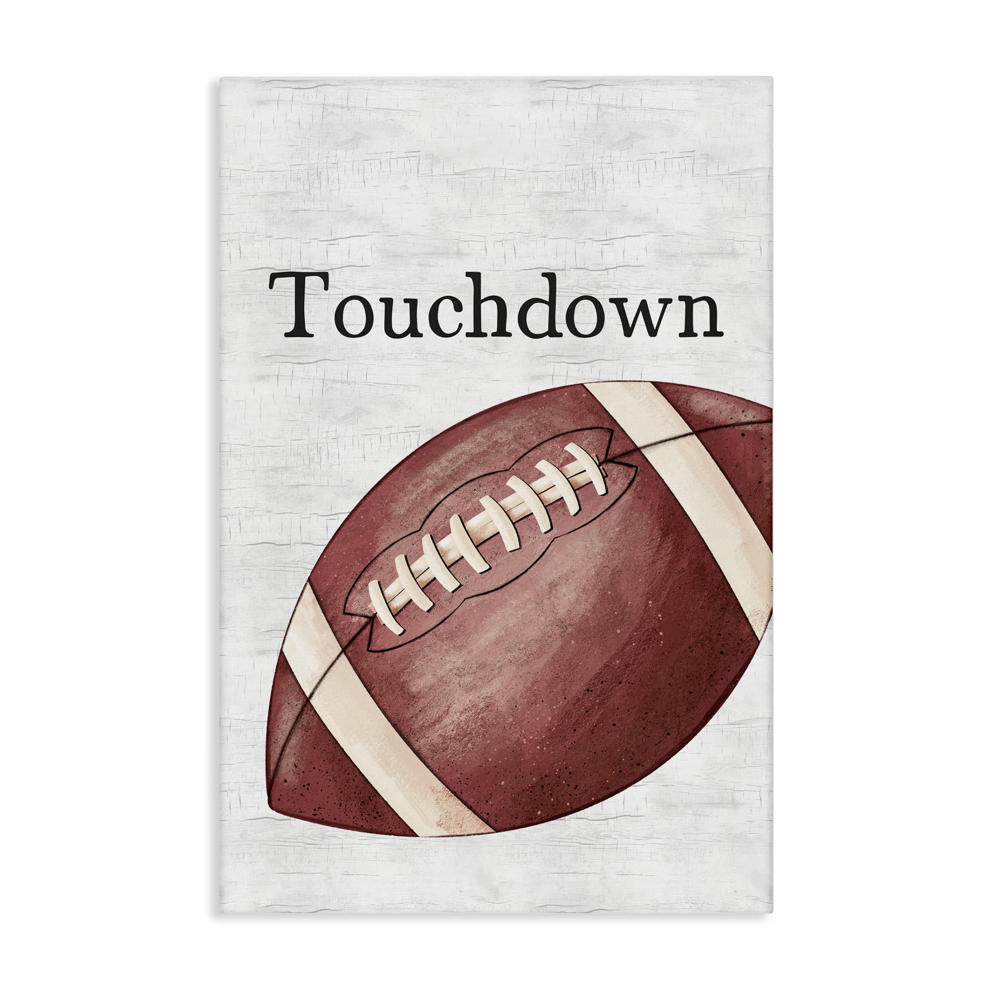Stupell Industries Touchdown with Football Sports Painting Wrapped Canvas Art Print Wall Art, 24 x 36