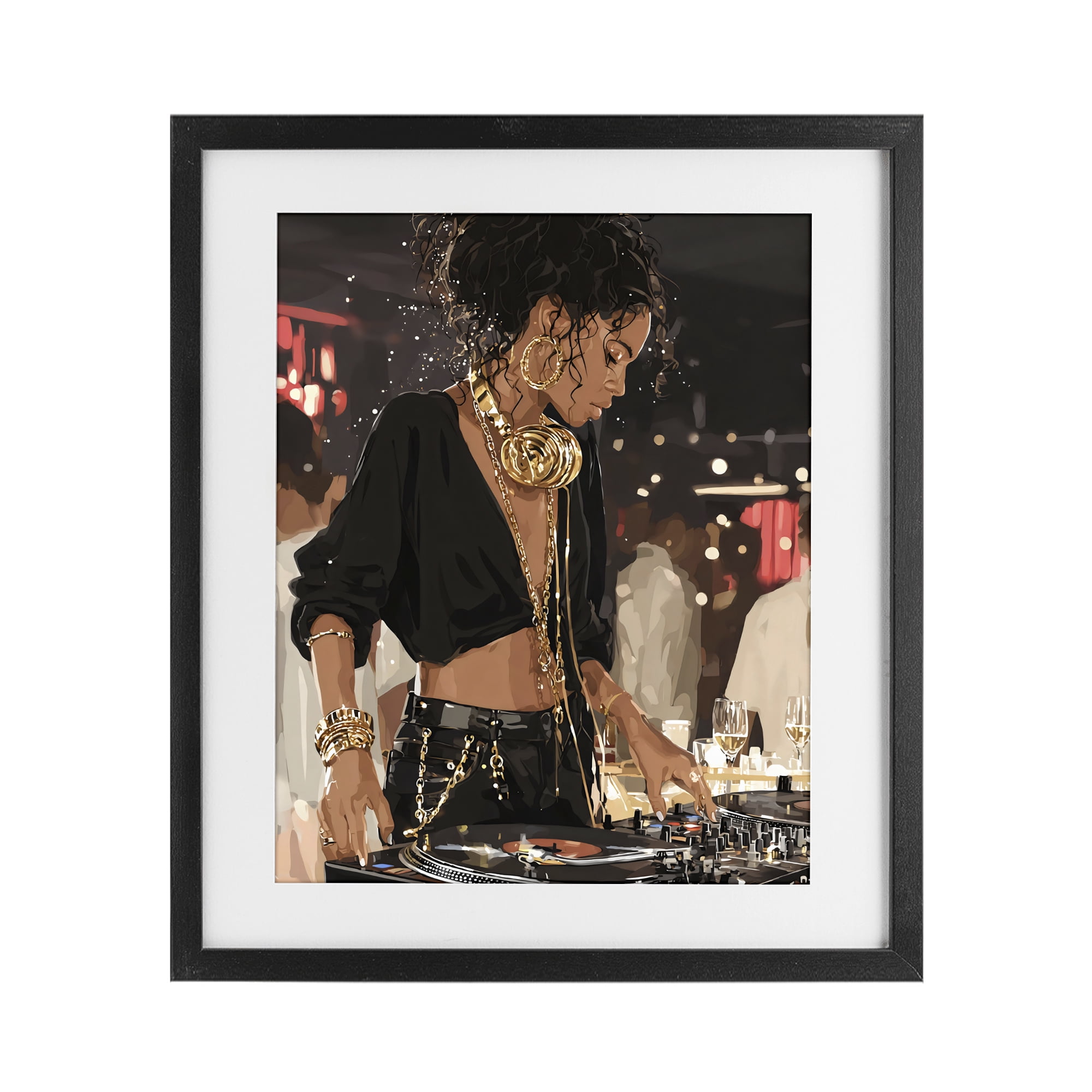 Stupell Industries Touches Of Gold DJ Black Framed Print Under Glass, design by Franklyn Gregory