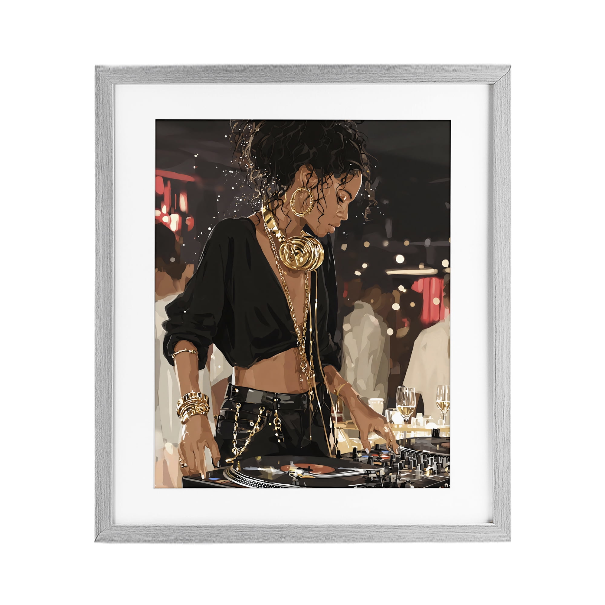 Stupell Industries Touches Of Gold DJ Gray Framed Print Under Glass, design by Franklyn Gregory