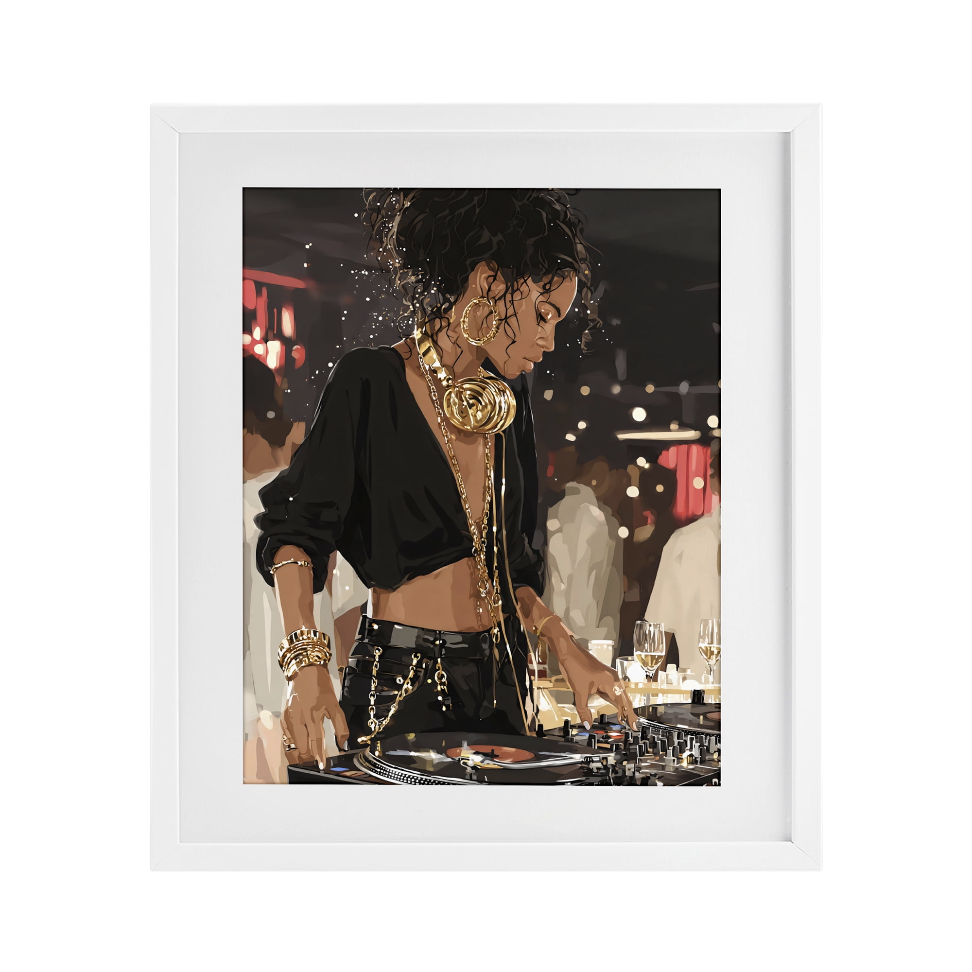 Stupell Industries Touches Of Gold DJ White Framed Print Under Glass, design by Franklyn Gregory