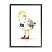 Stupell Industries Tourist Seagull & Camera Animals & Insects Painting Black Framed Art Print Wall Art, 11 x 14