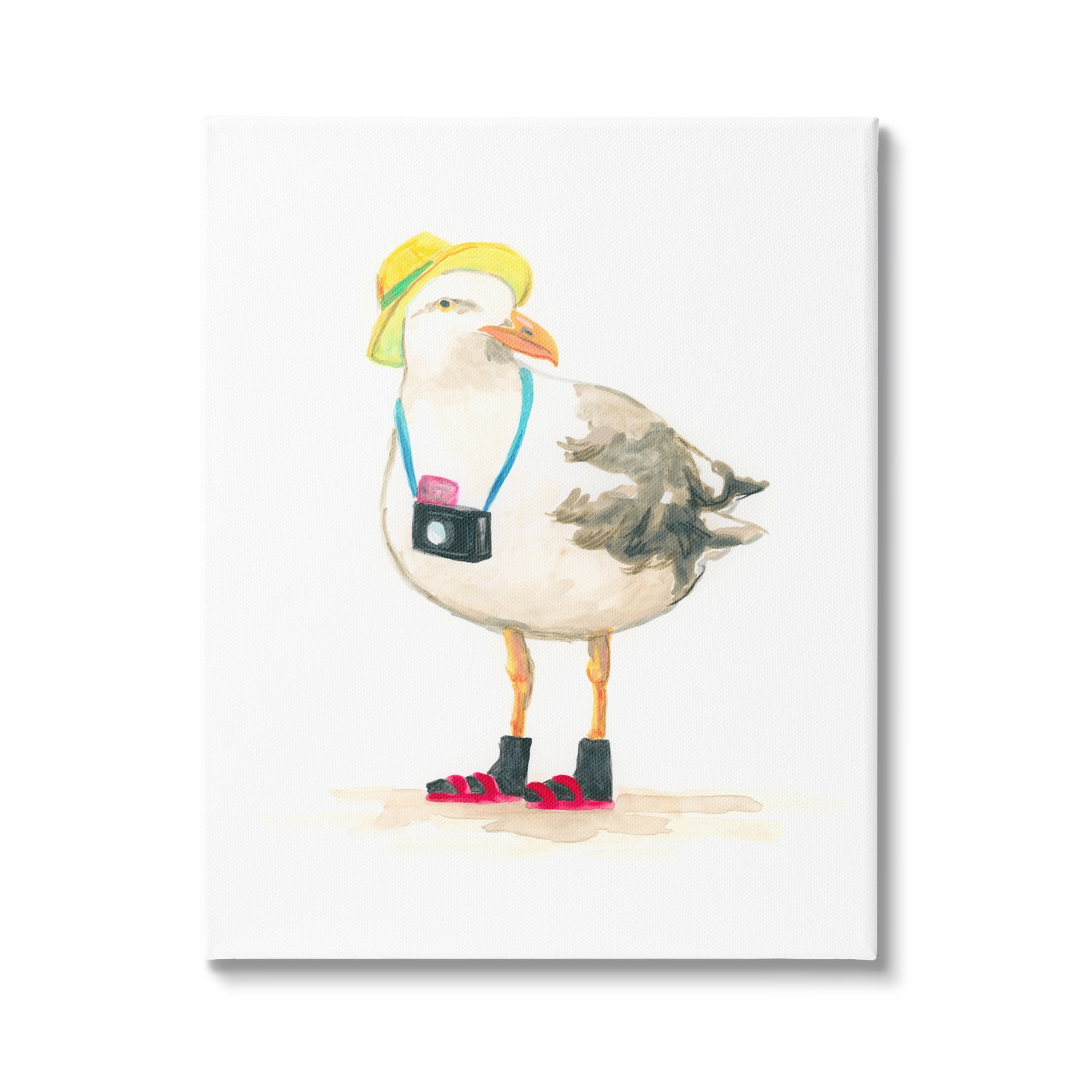 Stupell Industries Tourist Seagull & Camera Animals & Insects Painting Gallery Wrapped Canvas Art Print Wall Art, 16 x 20