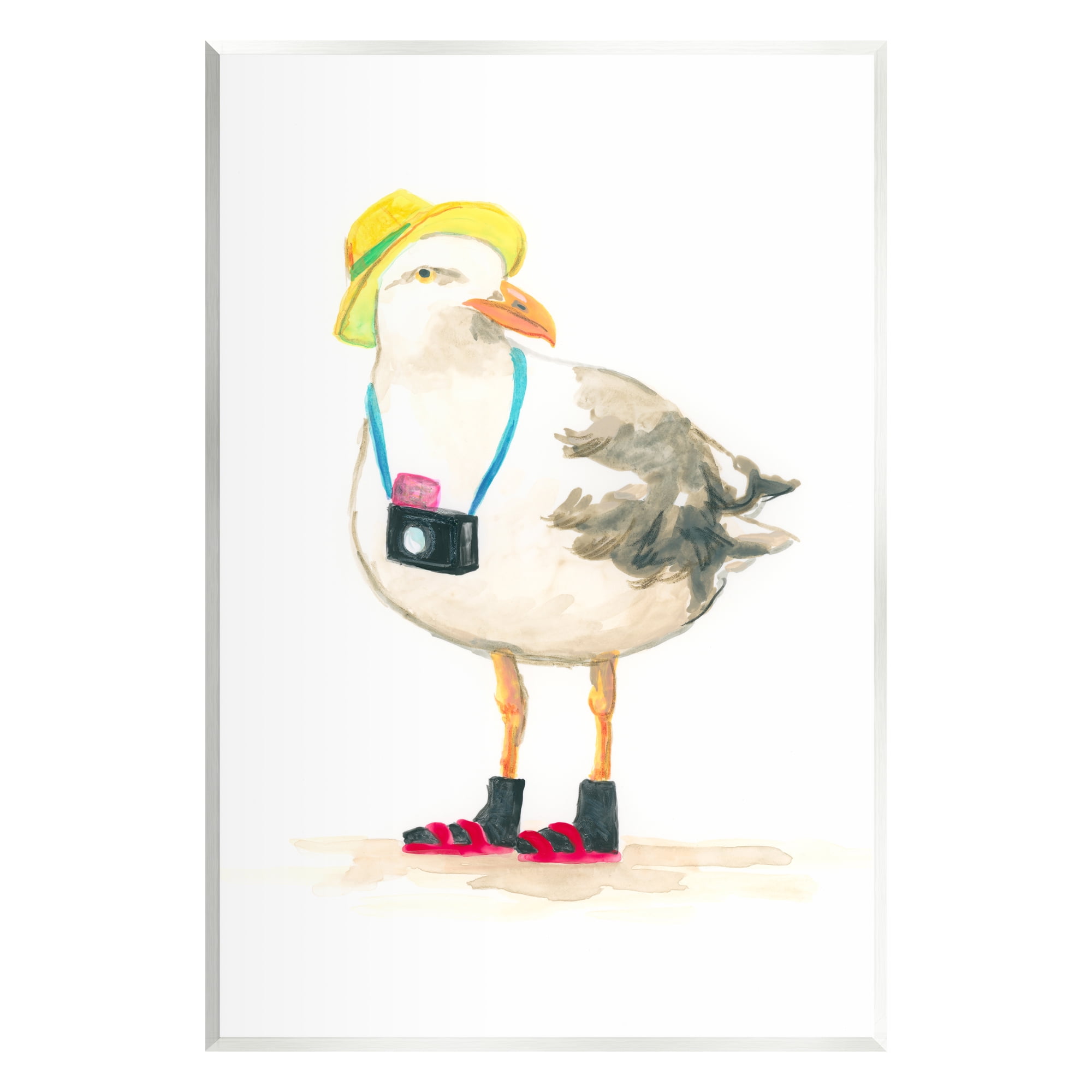 Stupell Industries Tourist Seagull & Camera Animals & Insects Painting Unframed Art Print Wall Art, 13 x 19