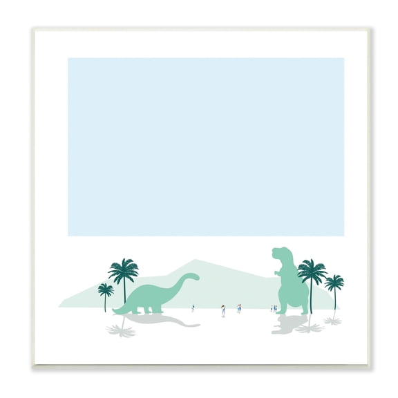 Stupell Industries Tourists Watching Dinosaurs Tropical Mountain Fantasy Landscape, 12 x 12, Designed by Make Much Studios