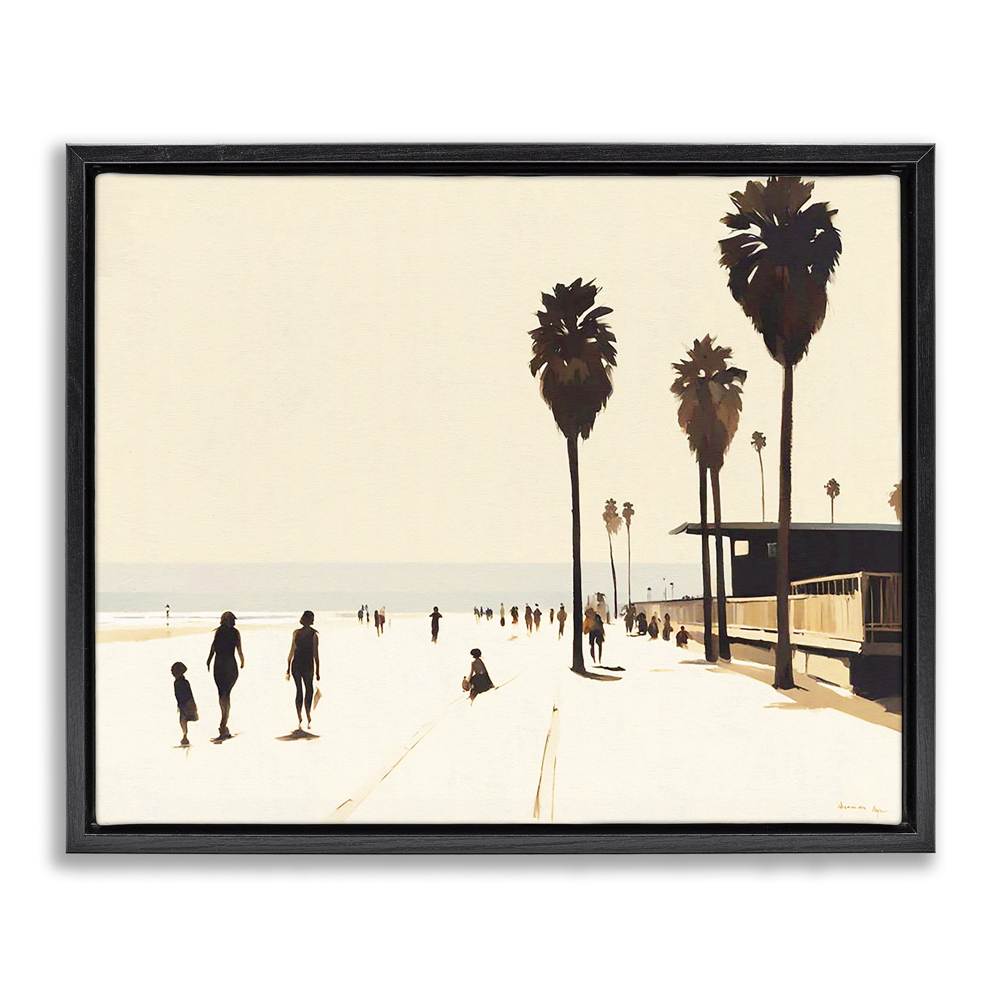 Stupell Industries Towards The Sea Scene Landscape & Nature Painting Black Floater Framed Canvas Art Print Wall Art, 21 x 17