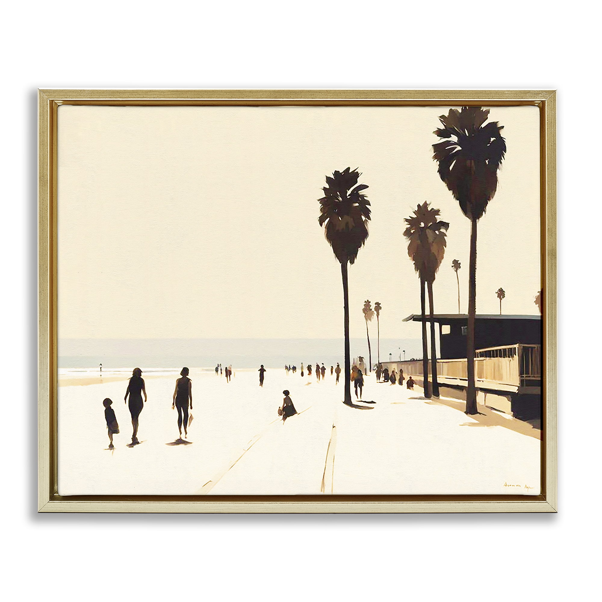 Stupell Industries Towards The Sea Scene Landscape & Nature Painting Gold Floater Framed Canvas Art Print Wall Art, 31 x 25