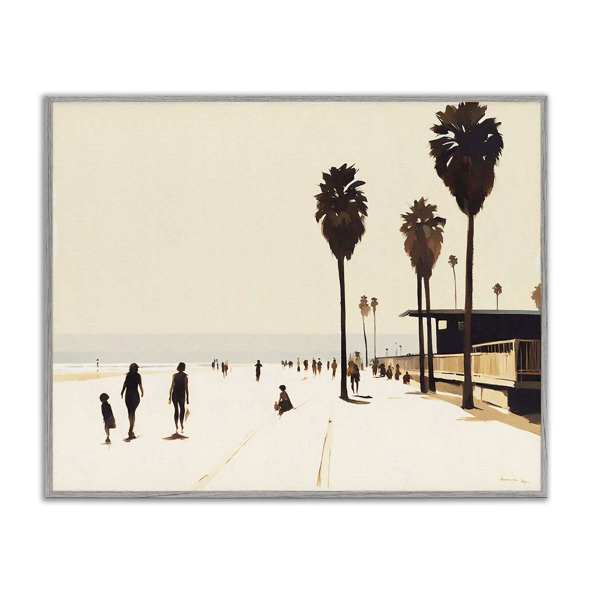 Stupell Industries Towards The Sea Scene Landscape & Nature Painting Gray Framed Art Print Wall Art, 20 x 16