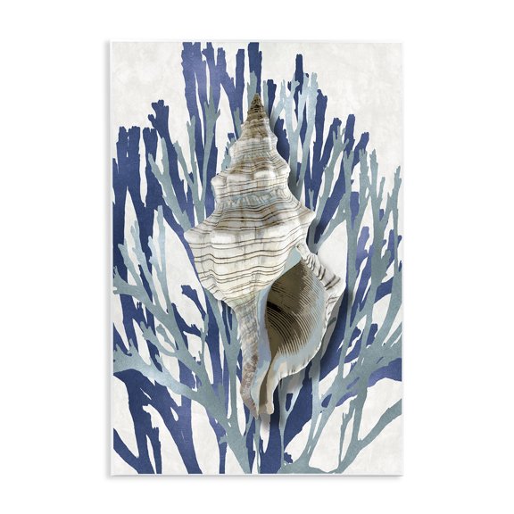 Stupell Industries Contemporary Tower Shell Coral Blue Beach Wall Plaque Art, 10 x 15, by Caroline Kelly