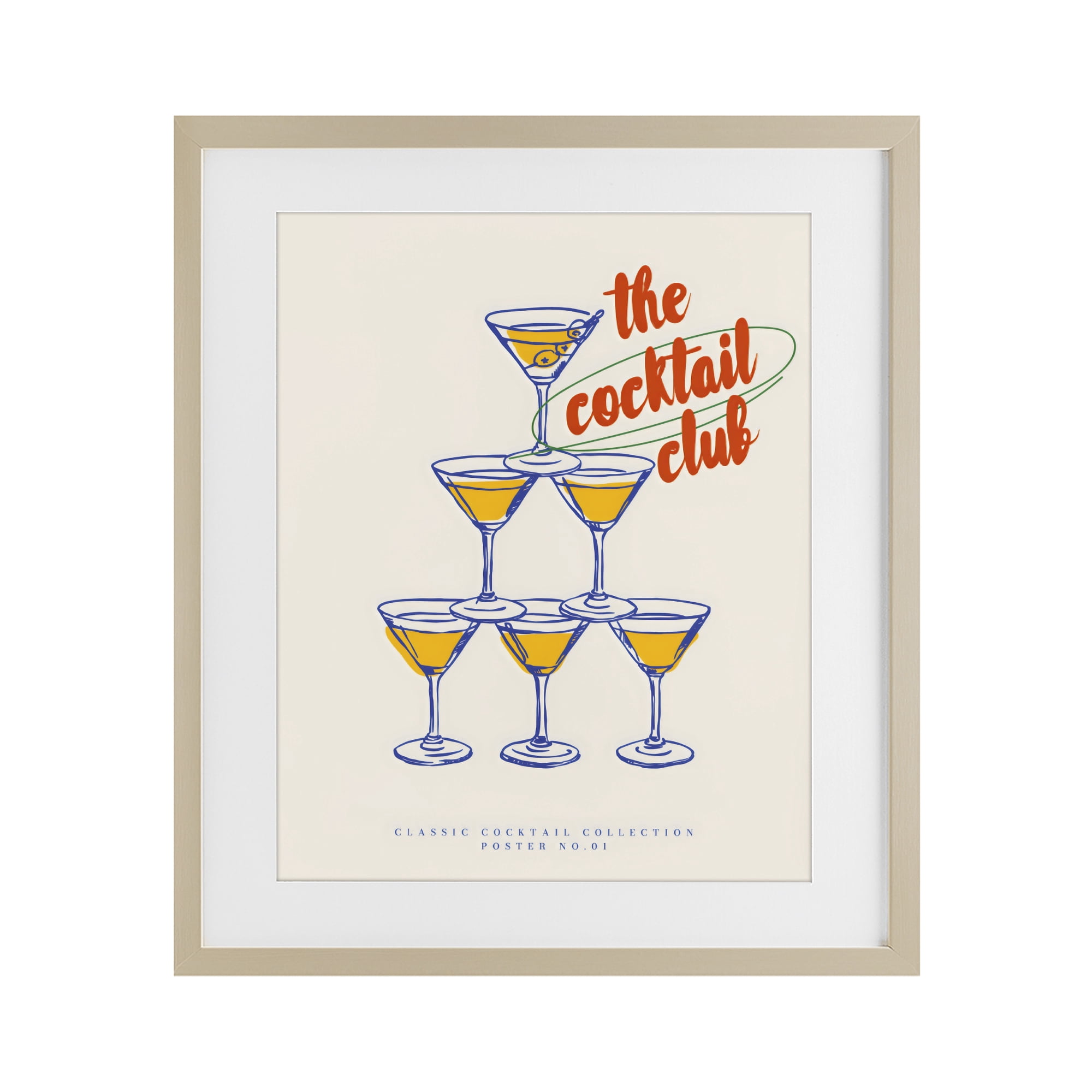 Stupell Industries Tower Toast Cocktail Club Birch Framed Print Under Glass, design by The Prints Vibe