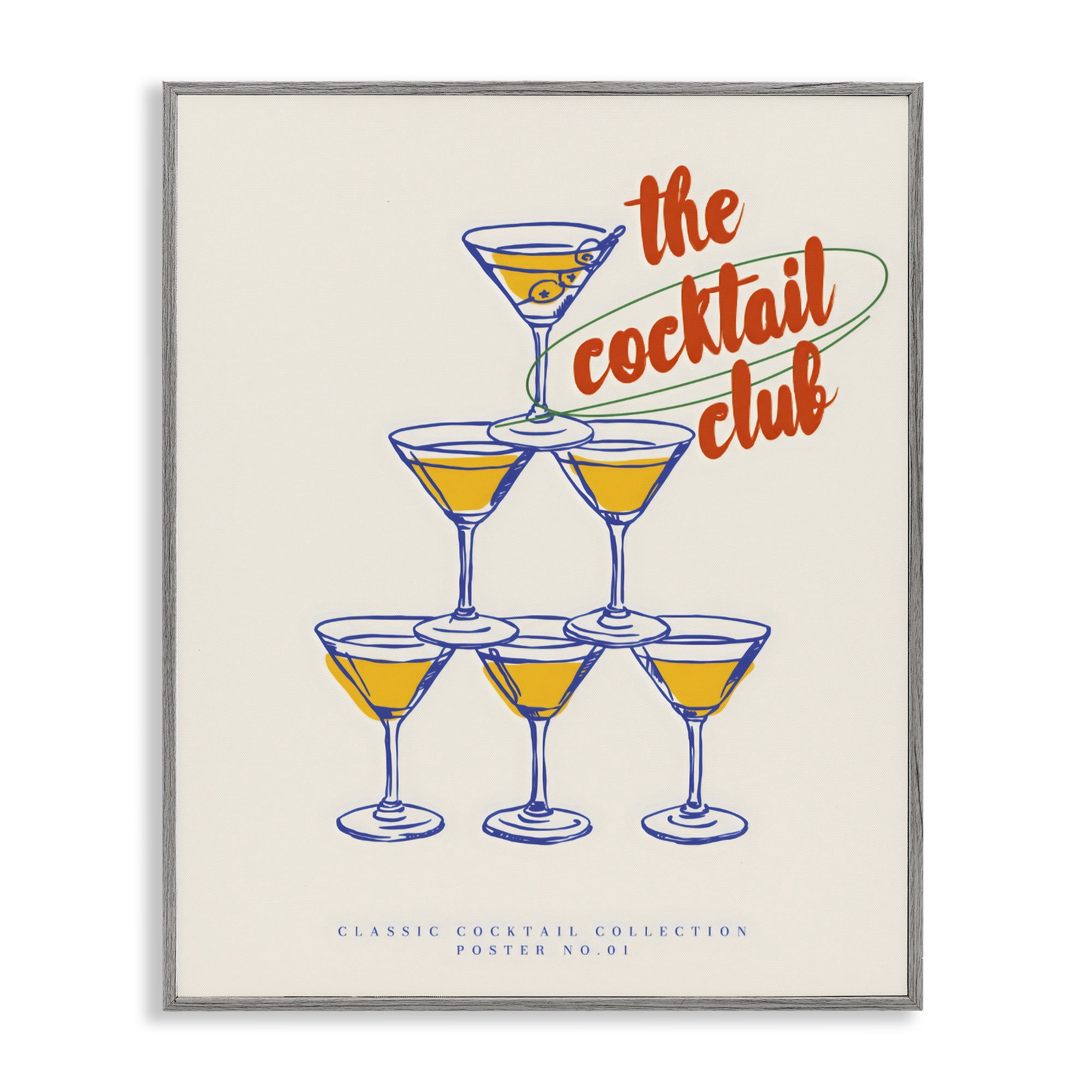 Stupell Industries Tower Toast Cocktail Club Gray Framed Giclee Art, design by The Prints Vibe