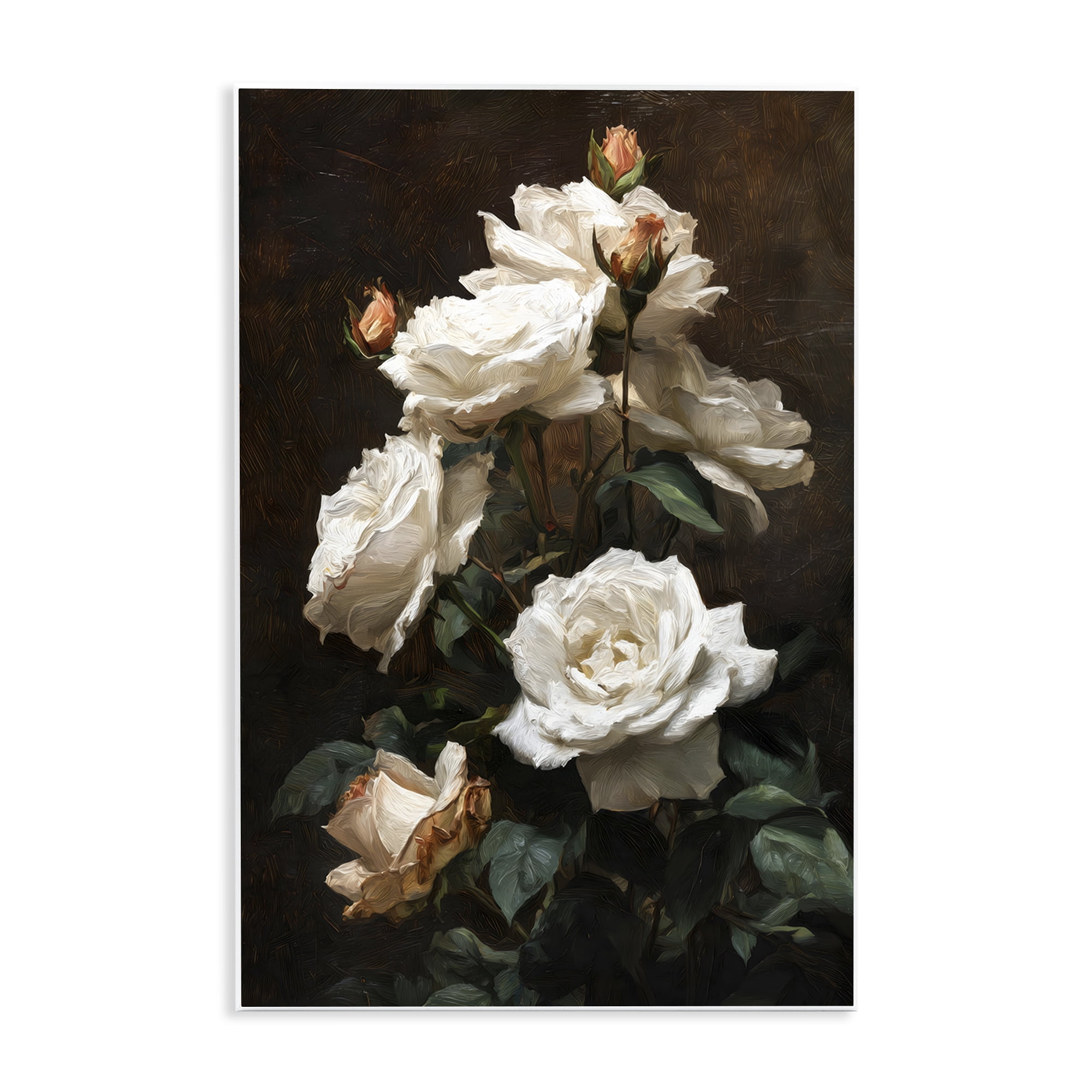 Stupell Industries Tower of White Roses Wall Plaque Art, design by Petal Prints Design