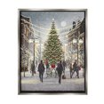 thumbnail image 1 of Stupell Industries Town Christmas Tree Holiday Painting Gray Floater Framed Canvas Art Print Wall Art, 25 x 31, 1 of 10