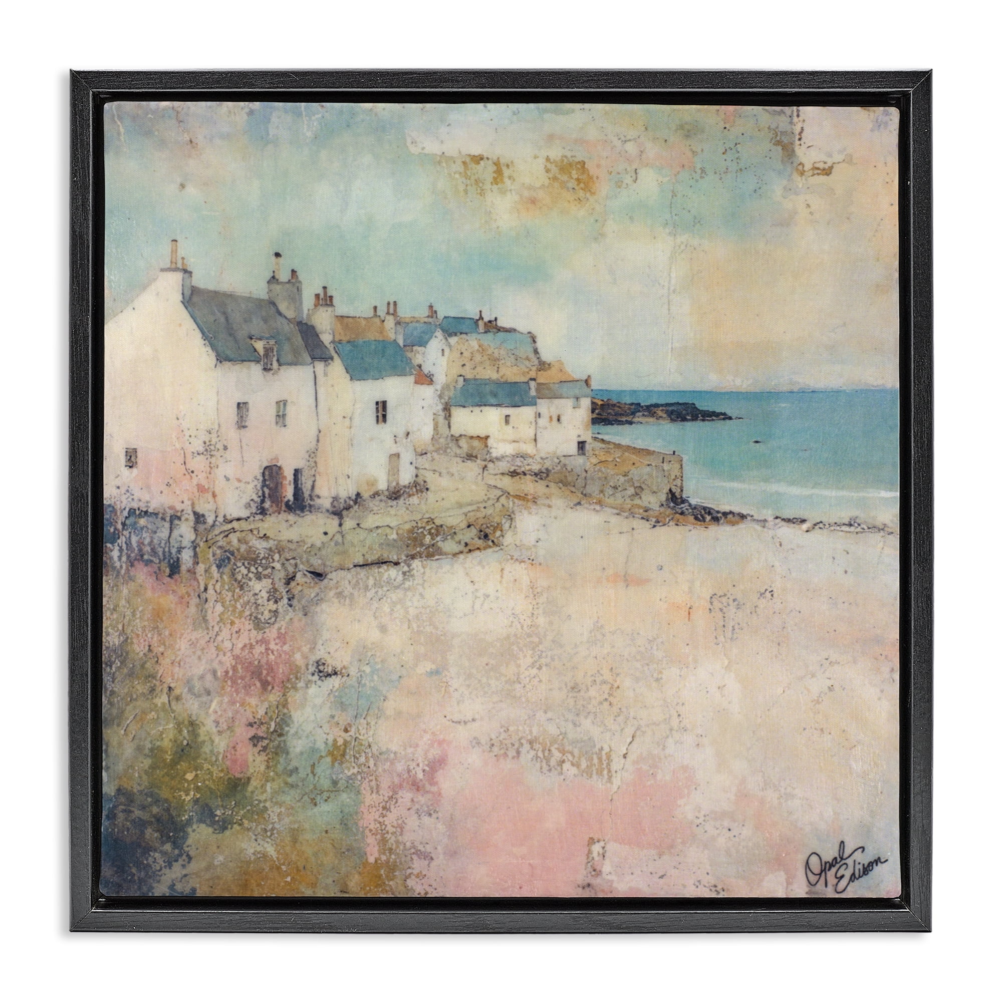 Stupell Industries Town Corner Architecture Black Framed Floater Canvas Wall Art, design by Opal Edison
