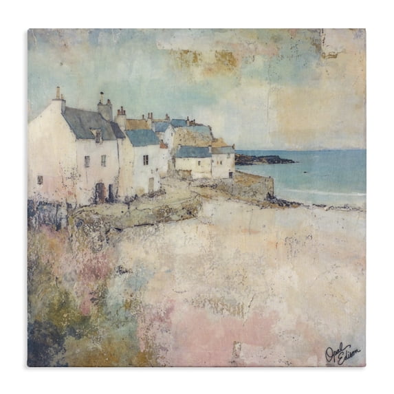 Stupell Industries Coastal Town Corner Architecture Canvas Art, 17 x 17, by Opal Edison