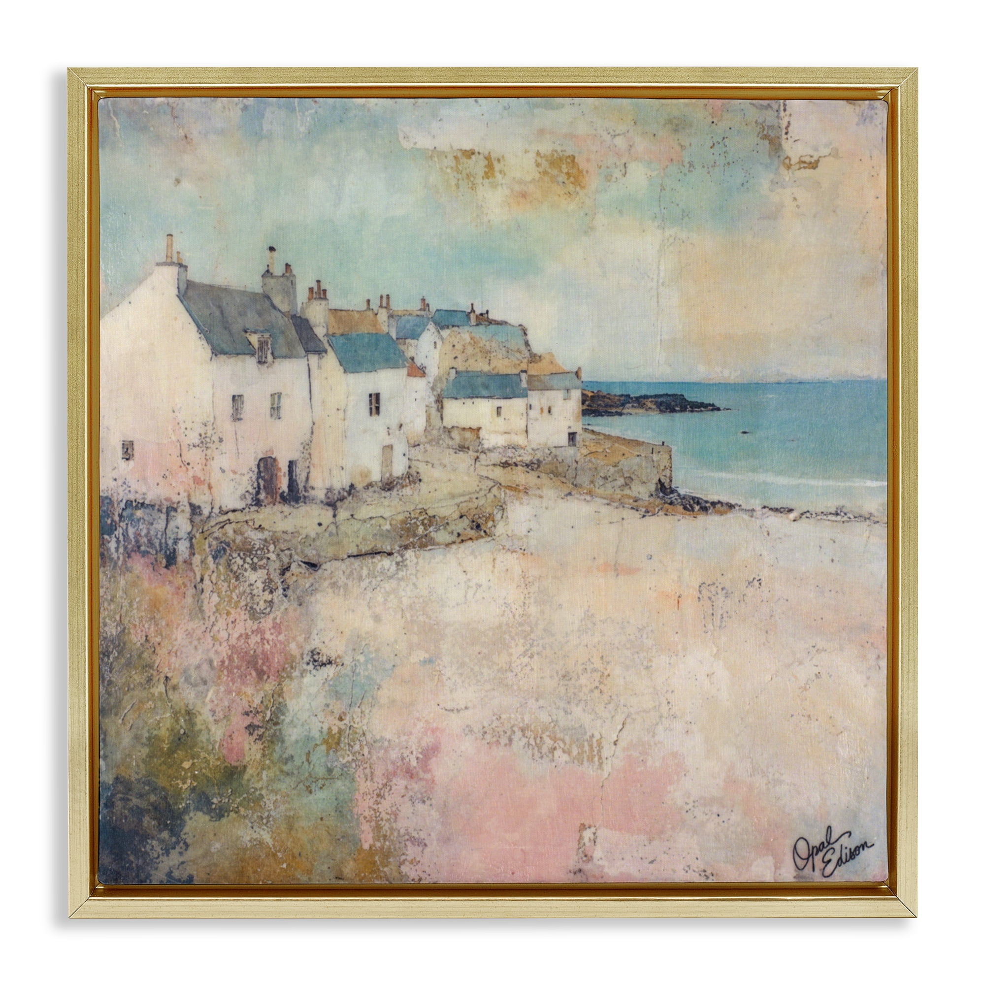 Stupell Industries Town Corner Architecture Gold Framed Floater Canvas Wall Art, design by Opal Edison