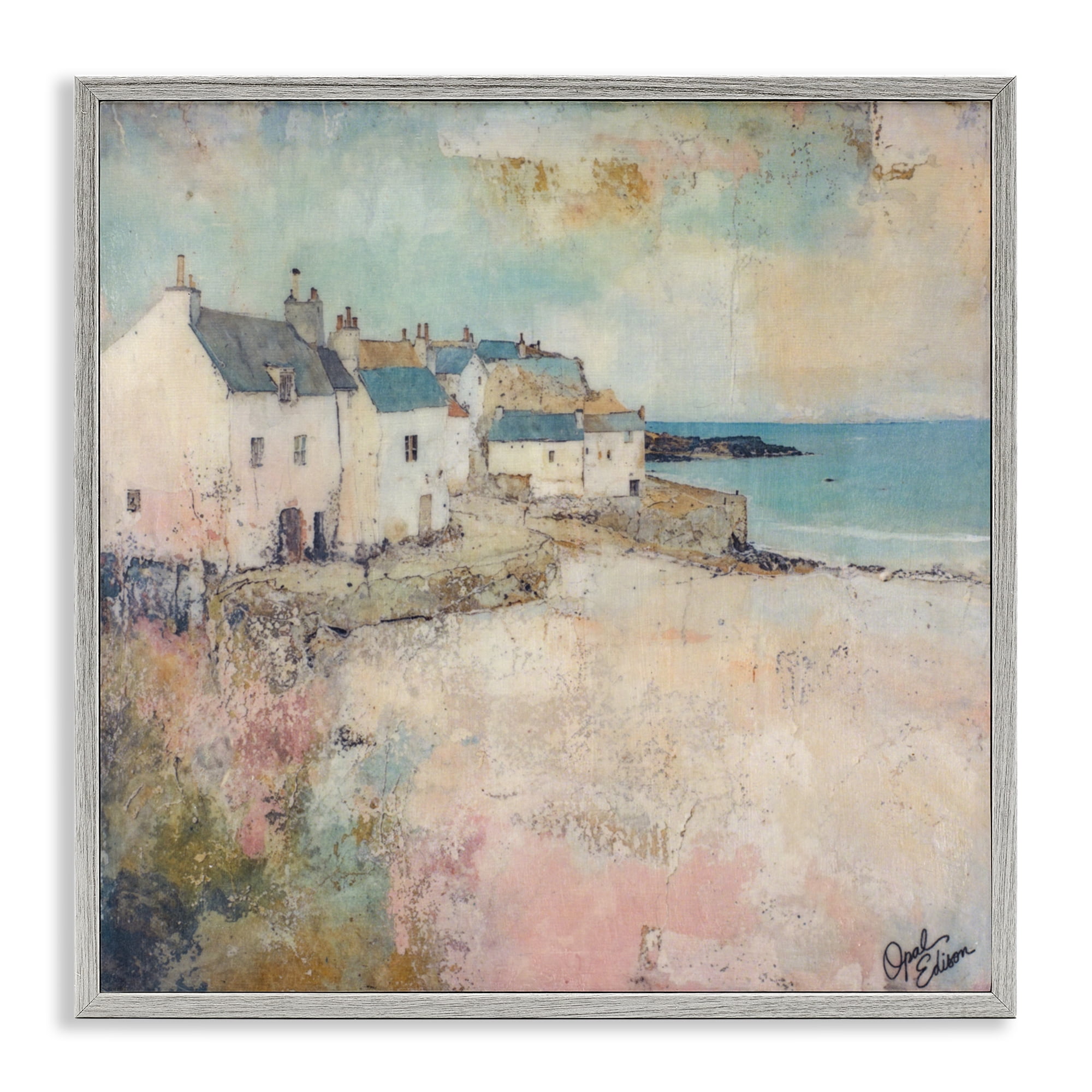 Stupell Industries Town Corner Architecture Gray Framed Giclee Art, design by Opal Edison