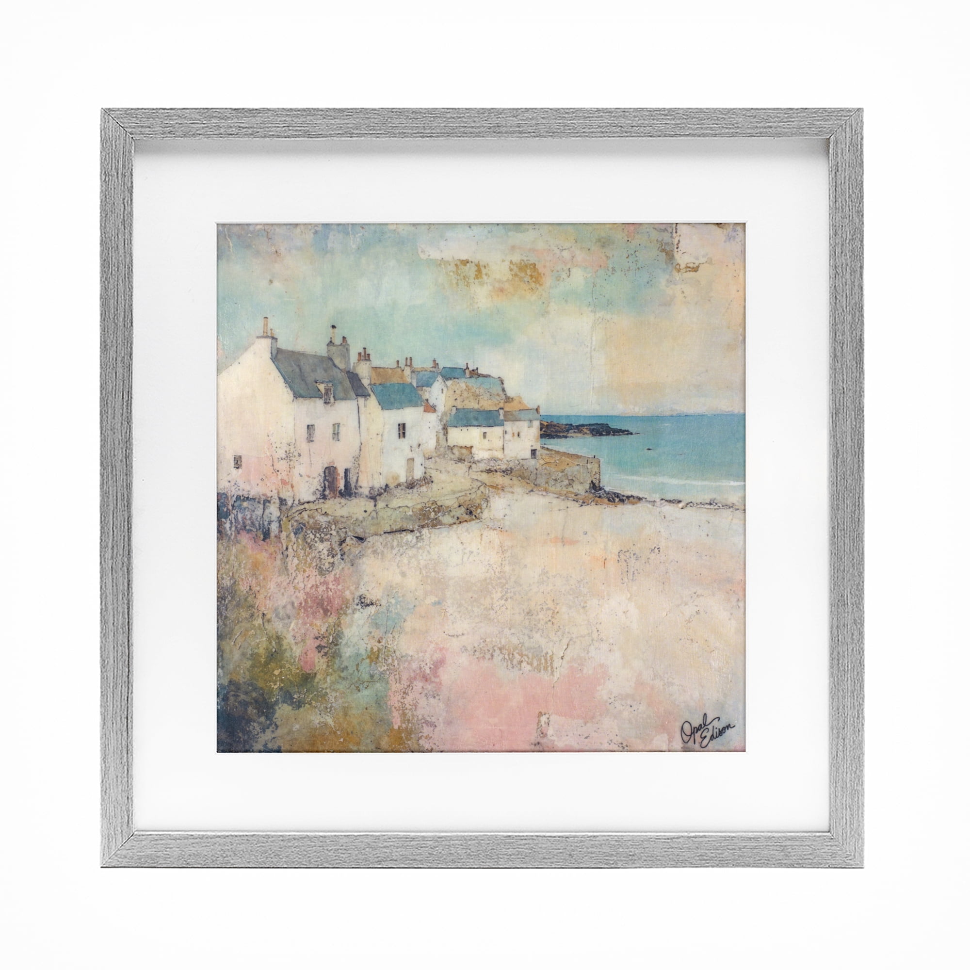 Stupell Industries Town Corner Architecture Gray Framed Print Under Glass, design by Opal Edison