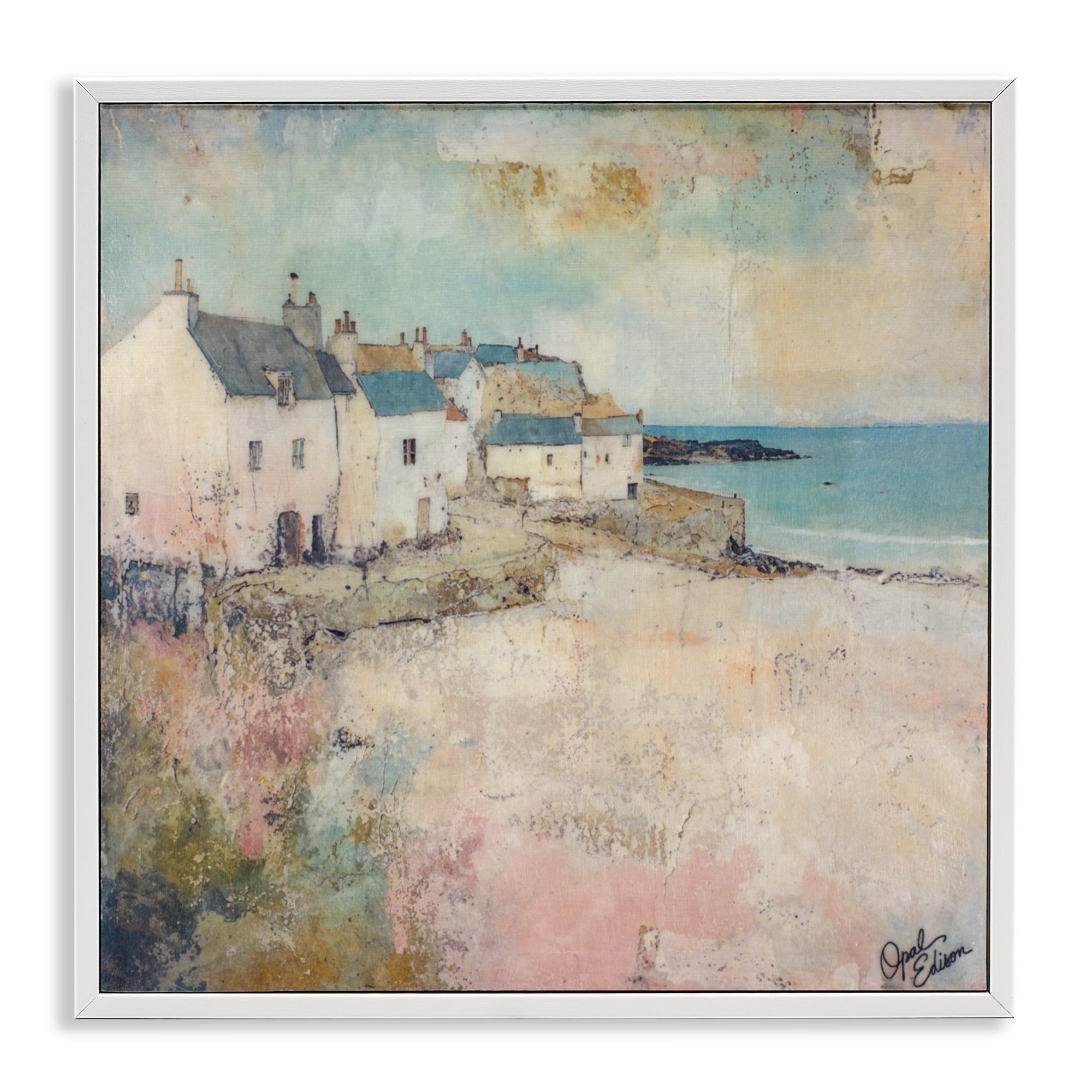 Stupell Industries Town Corner Architecture White Framed Giclee Art, design by Opal Edison