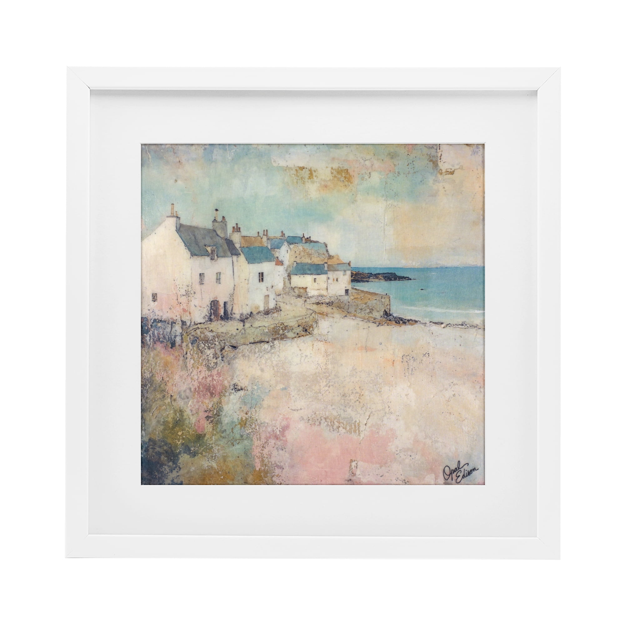 Stupell Industries Town Corner Architecture White Framed Print Under Glass, design by Opal Edison