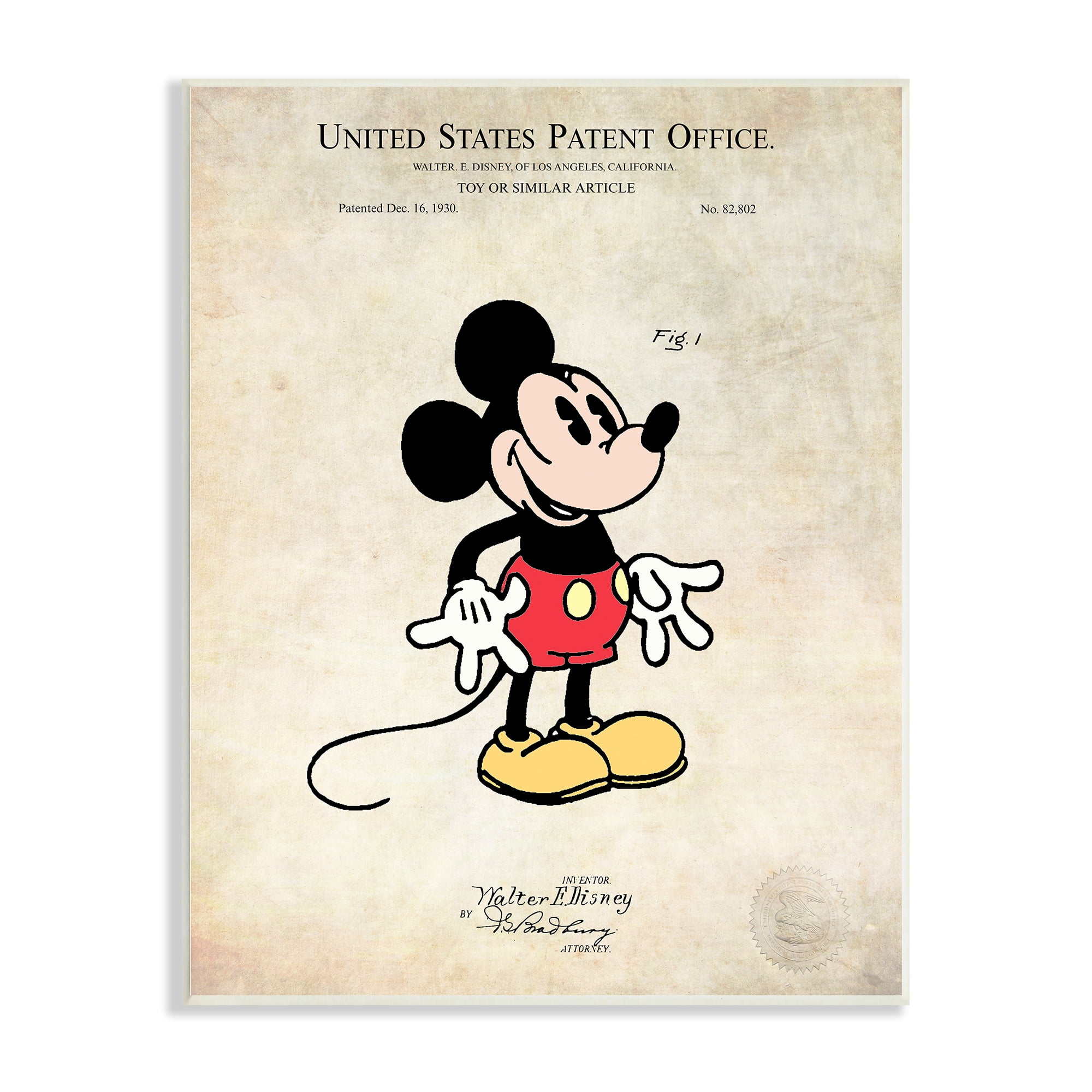 Vintage Toy Character Patent Design Wood Wall Art, 10 x 15
