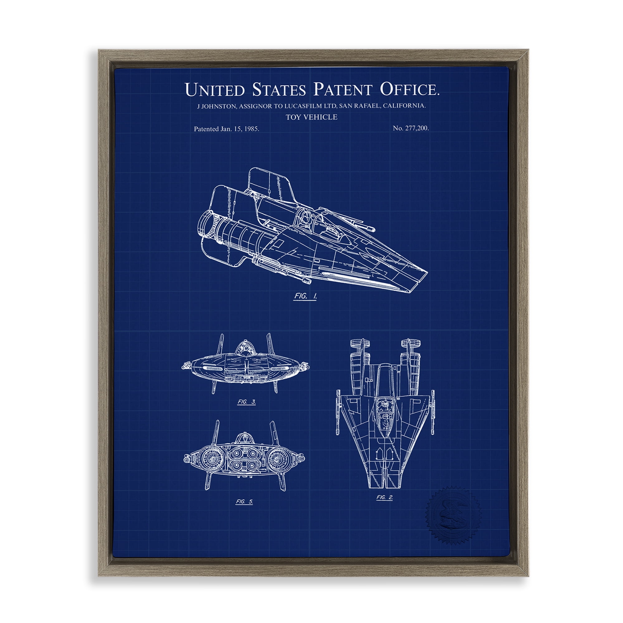Stupell Industries Toy Vehicle Blueprint Transportation Painting Brown Floater Framed Art Print Wall Art, 25 x 31