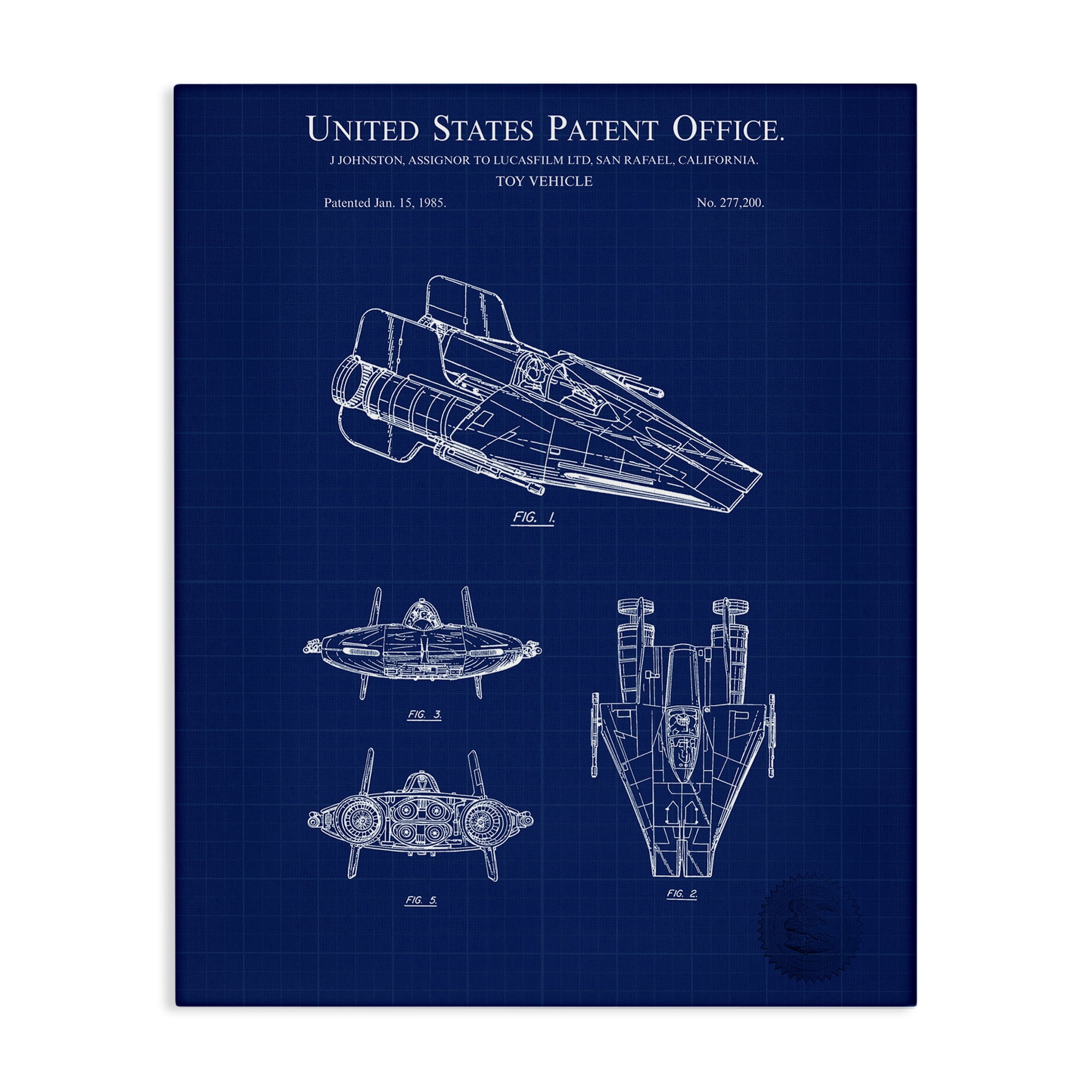 Stupell Industries Toy Vehicle Blueprint Transportation Painting Gallery Wrapped Canvas Art Print Wall Art, 36 x 48
