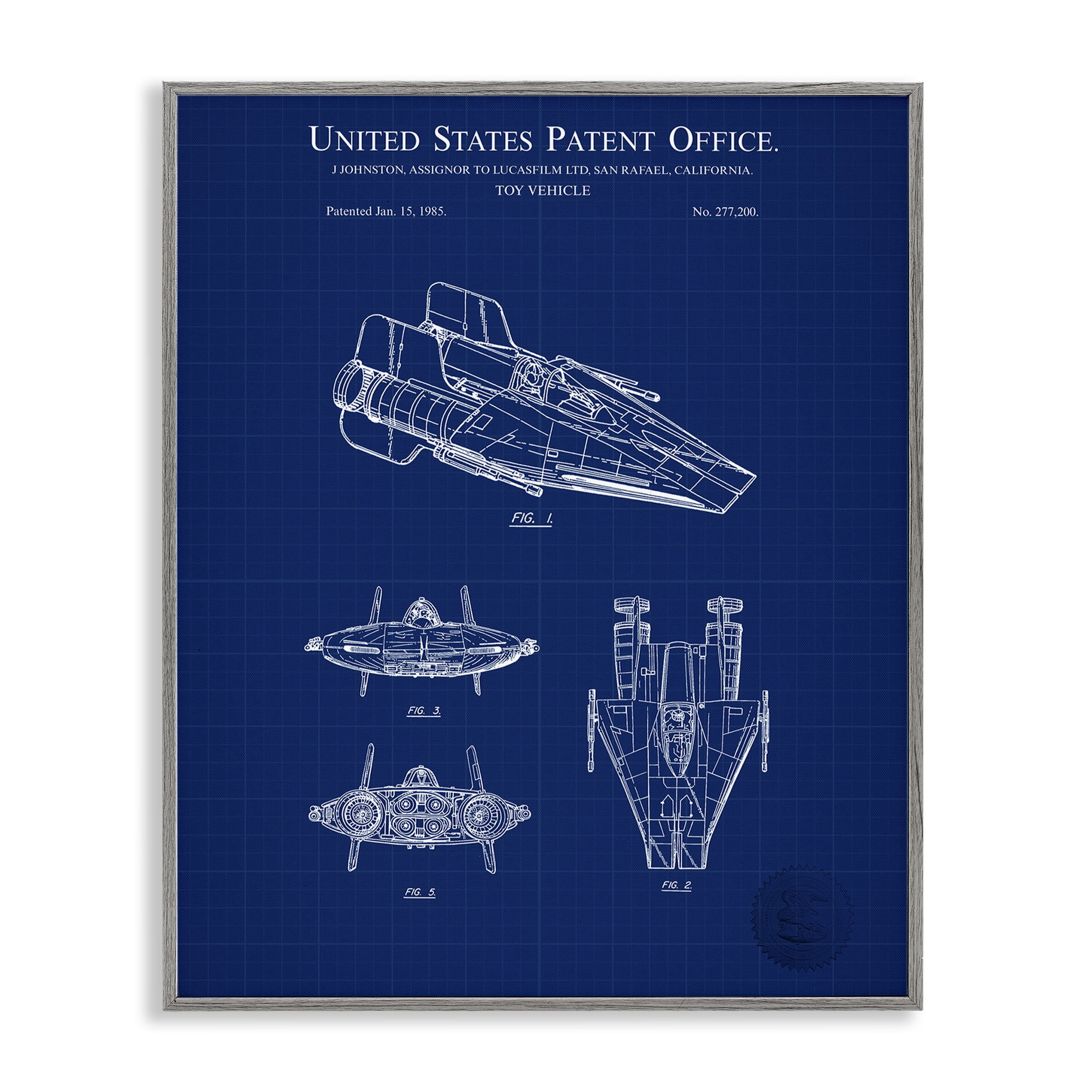 Stupell Industries Toy Vehicle Blueprint Transportation Painting Gray Framed Art Print Wall Art, 11 x 14