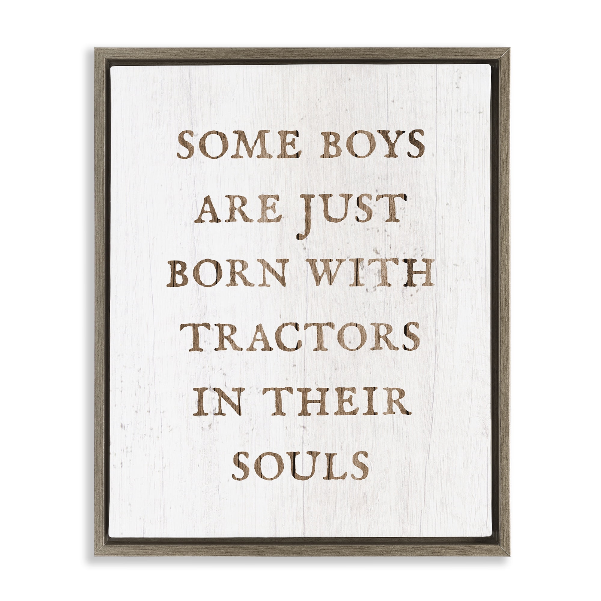 Stupell Industries Tractors In Their Souls Typography Painting Brown Floater Framed Canvas Art Print Wall Art, 17 x 21