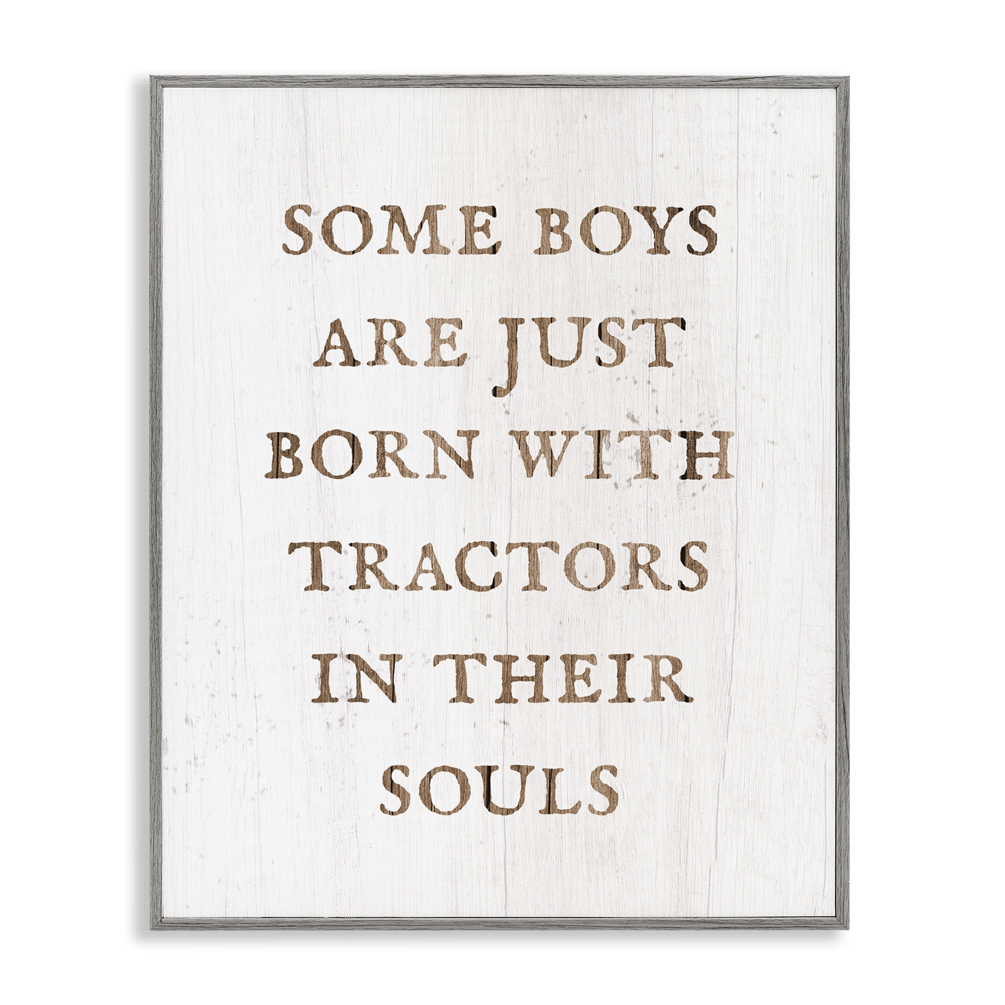 Stupell Industries Tractors In Their Souls Typography Painting Gray Framed Art Print Wall Art, 11 x 14